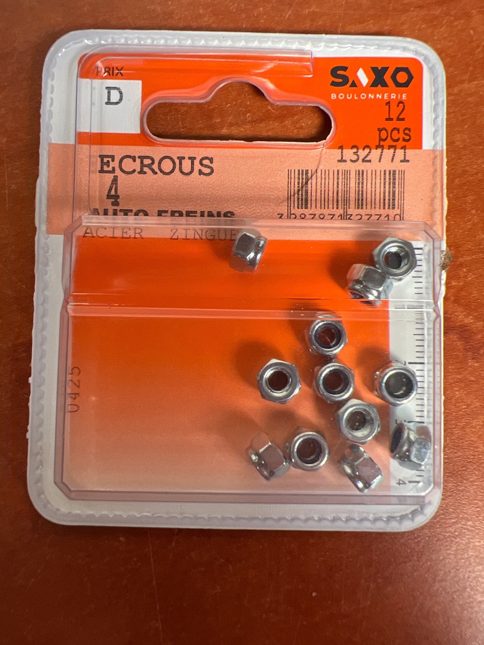 SAXO Boulonnerie écrous auto-freins 4 acier zingué - 12 pcs