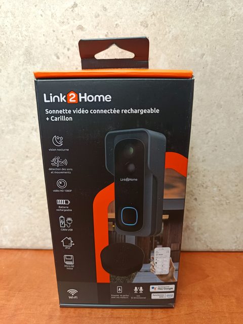 Link2Home Sonnette vidéo connectée rechargeable + carillon
