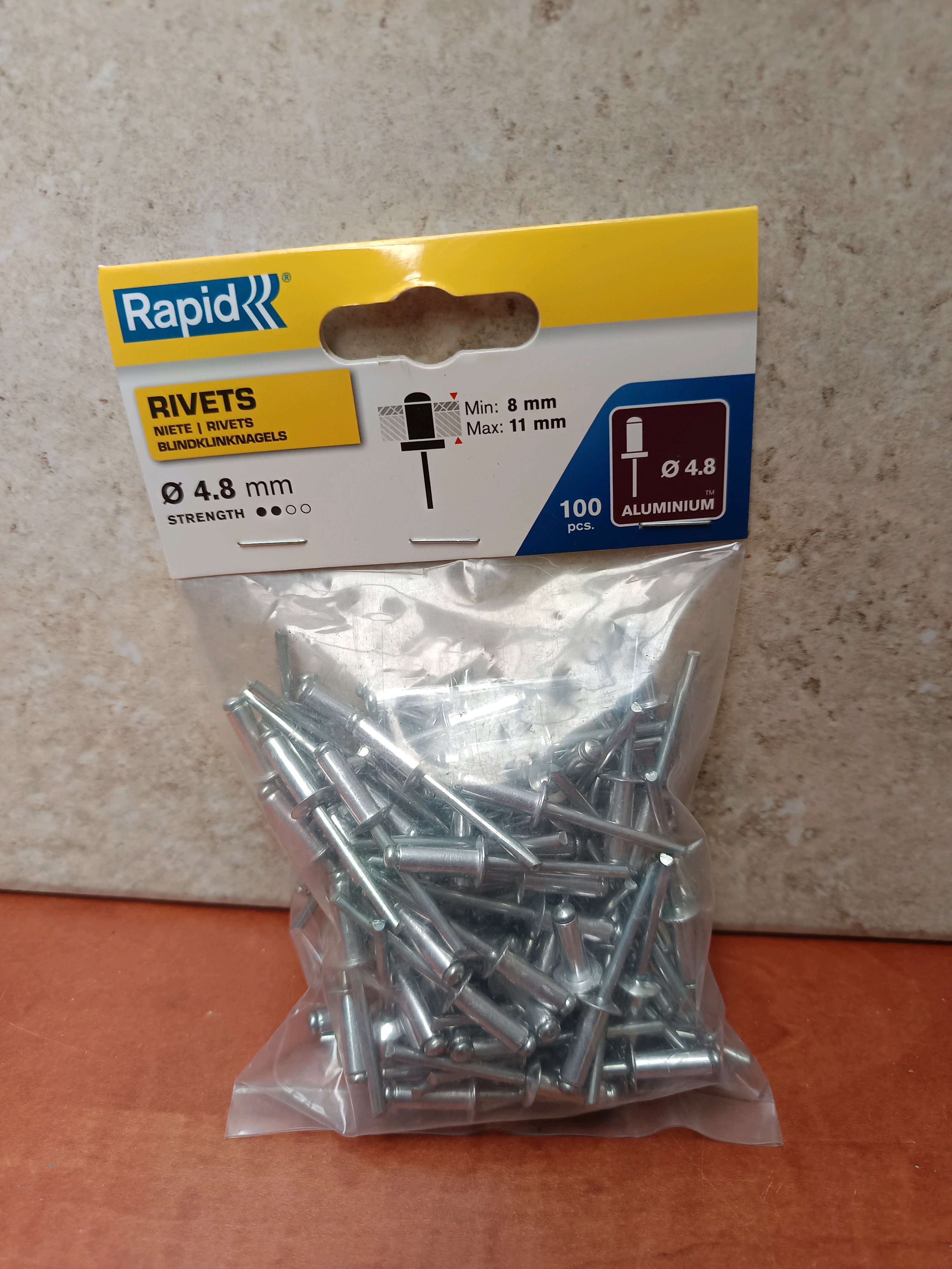 Rapid Rivets Ø 4.8 mm Aluminium (boîte de 100) – plage 8–11 mm