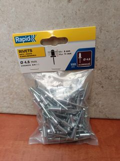 Rapid Rivets Ø 4.8 mm Aluminium (boîte de 100) – plage 8–11 mm