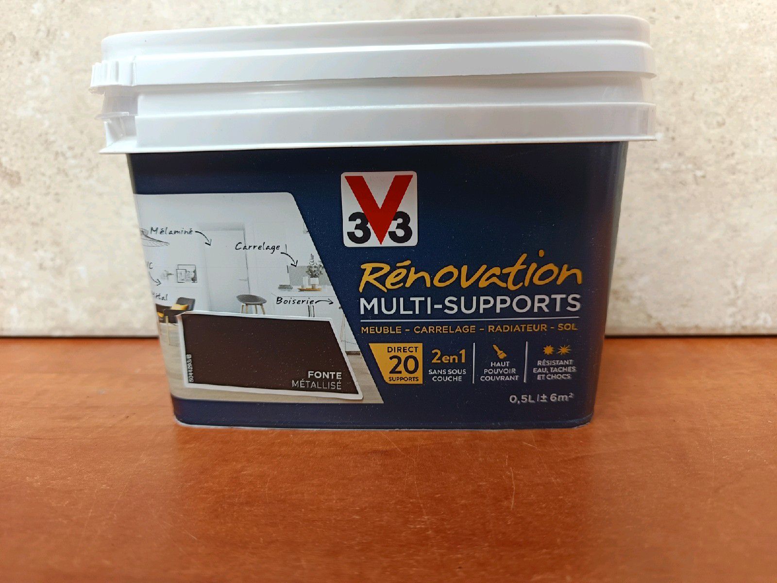 Peinture V33 Rénovation Multi-Supports, fonte métallisée, 0,5 L