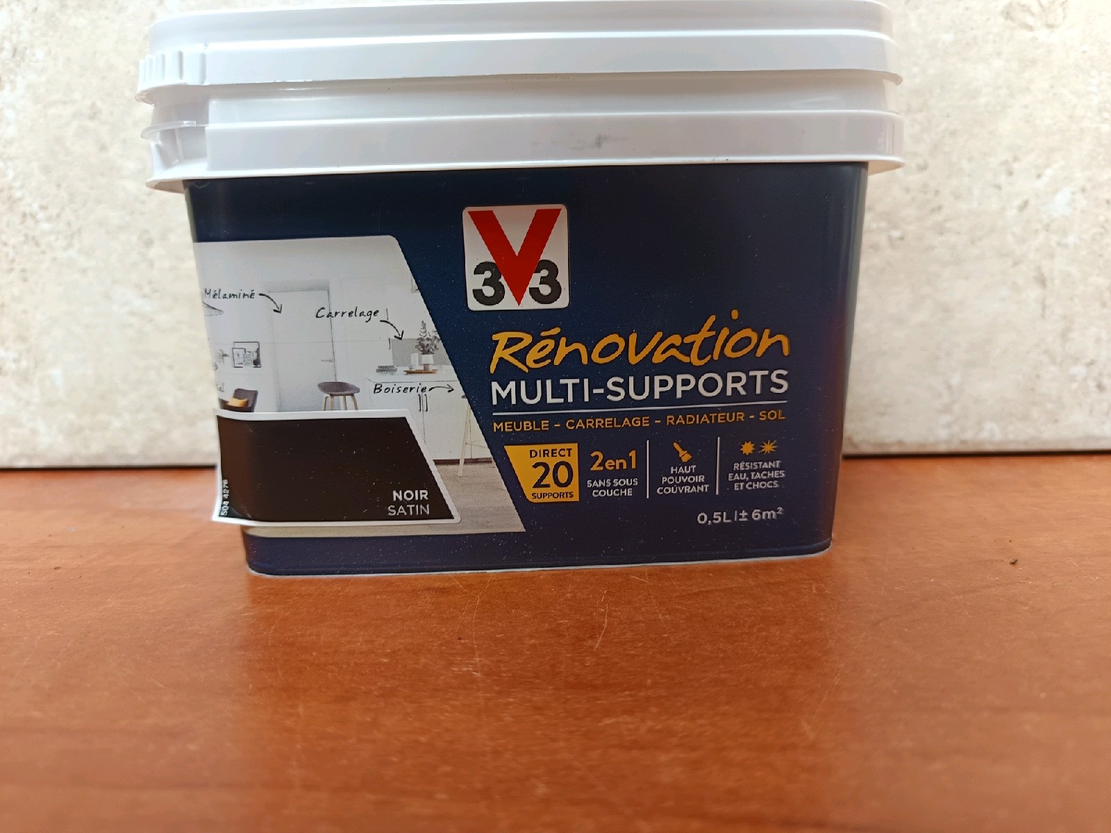 Peinture V33 Rénovation Multi-Supports Noir Satin 0,5 L