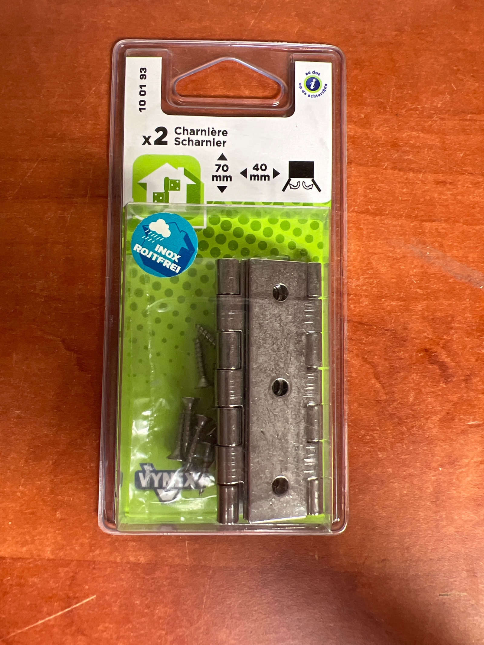 Charnières inox 70 x 40 mm (x2) - Vynex
