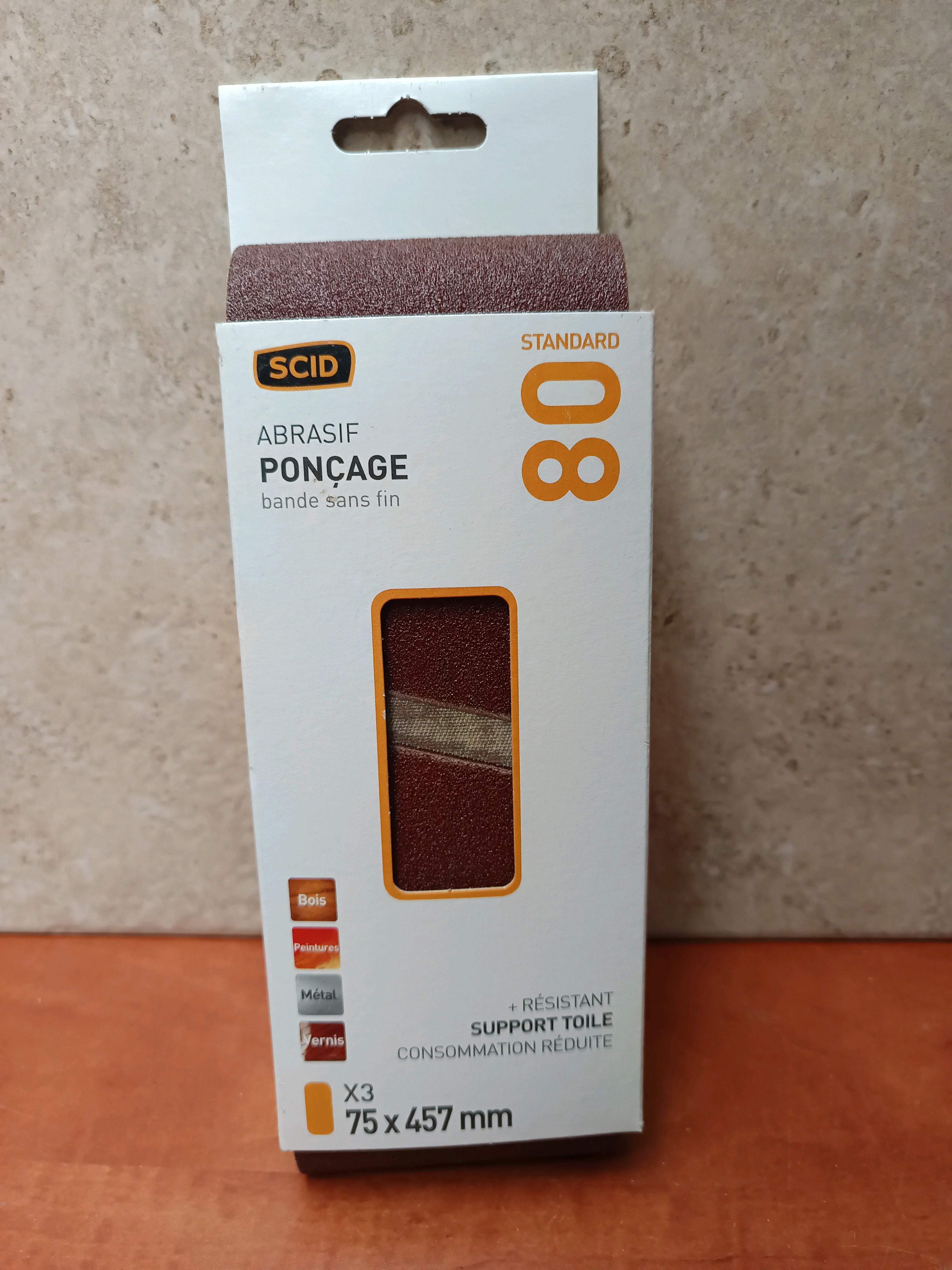 SCID bande abrasive sans fin grain 80, 75 x 457 mm