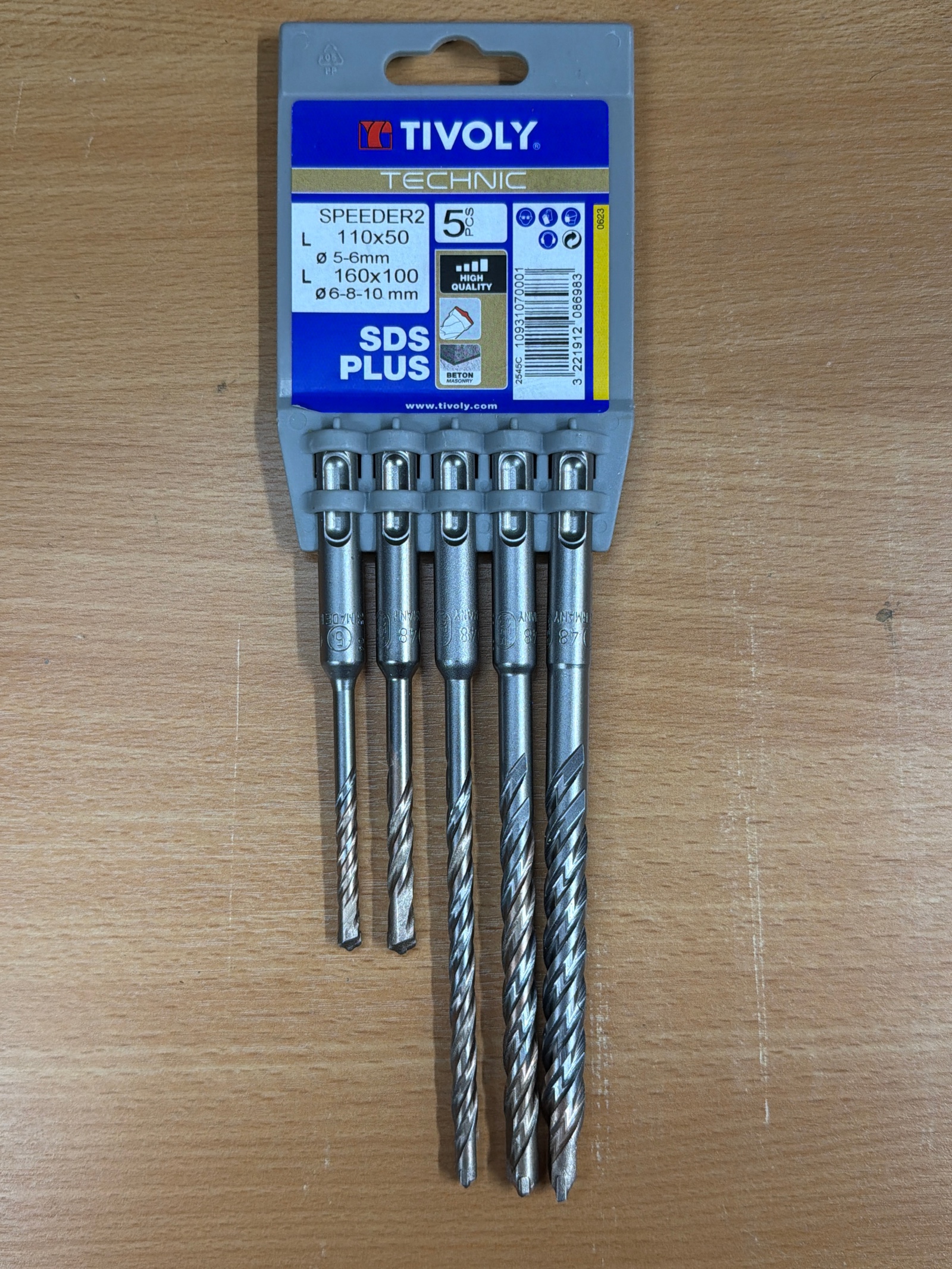 Tivoly Technic Speeder2 SDS Plus – Set de 5 forets Ø 6/8/10 mm (L110/160)