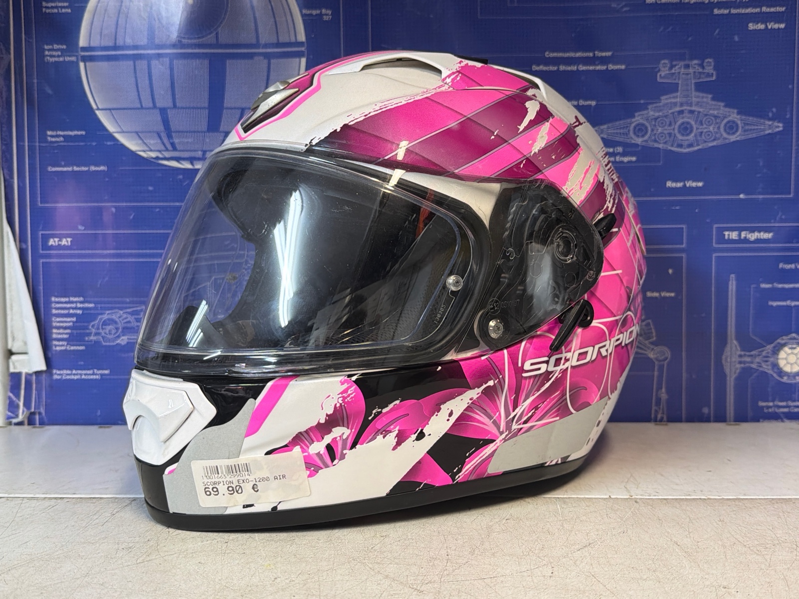 Casque moto intégral Scorpion EXO-1200 Air rose/blanc/noir