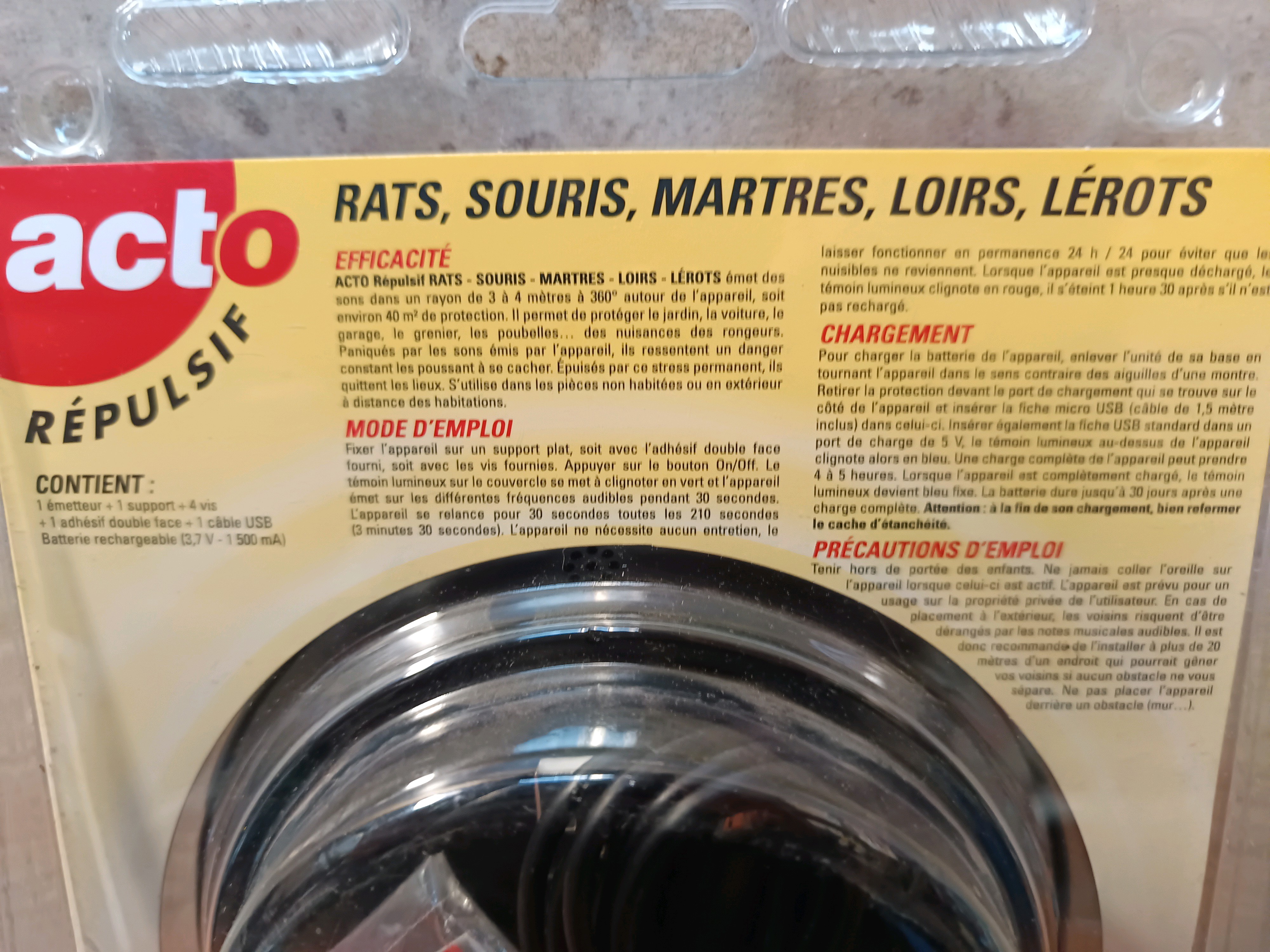 Acto répulsif pour rats, souris, martres, loirs et lérots (rechargeable USB) — photo 2