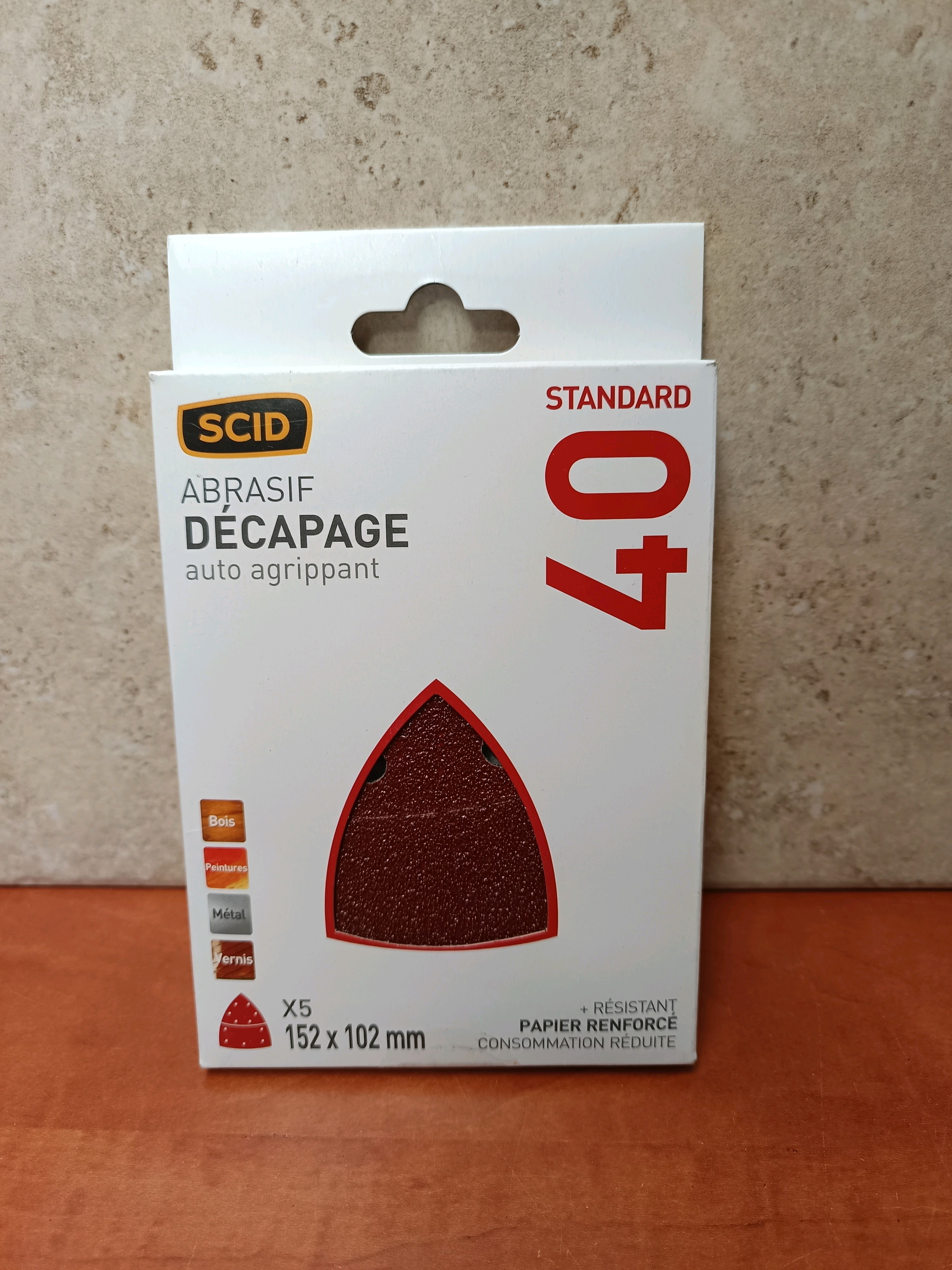 SCID abrasif décapage auto-agrippant grain 40, 152 x 102 mm (x5)
