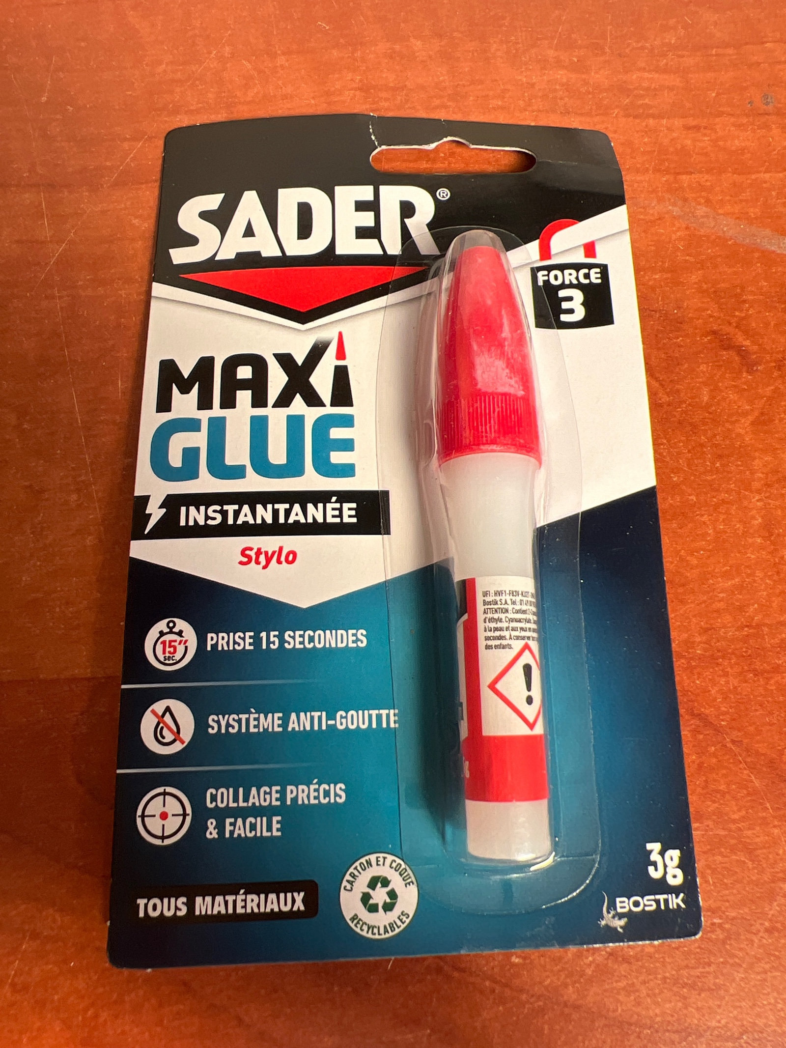 Sader Maxi Glue Instantanée Stylo - Force 3 - 3 g