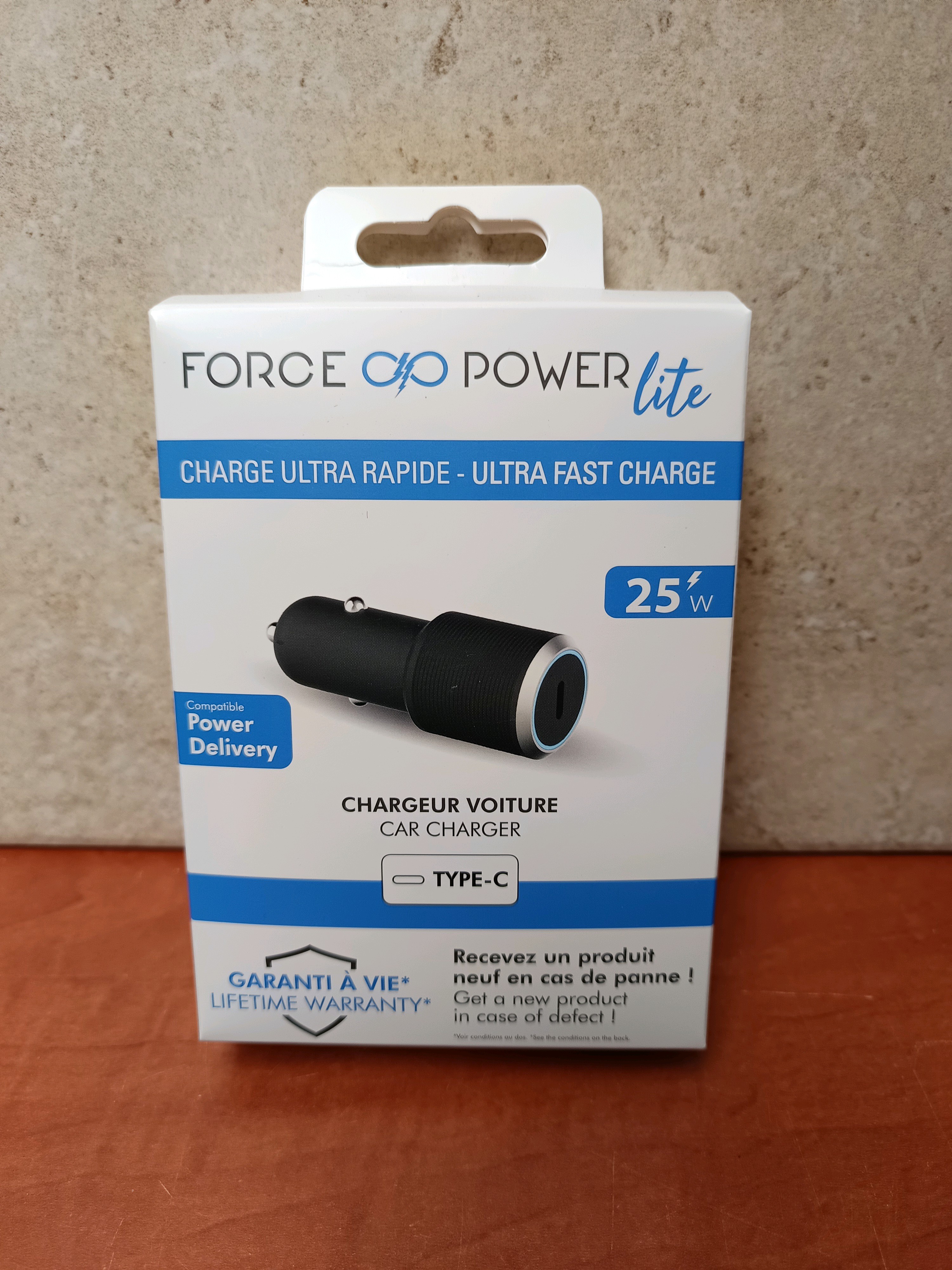 Force Power Lite chargeur voiture USB-C 25W (Power Delivery)