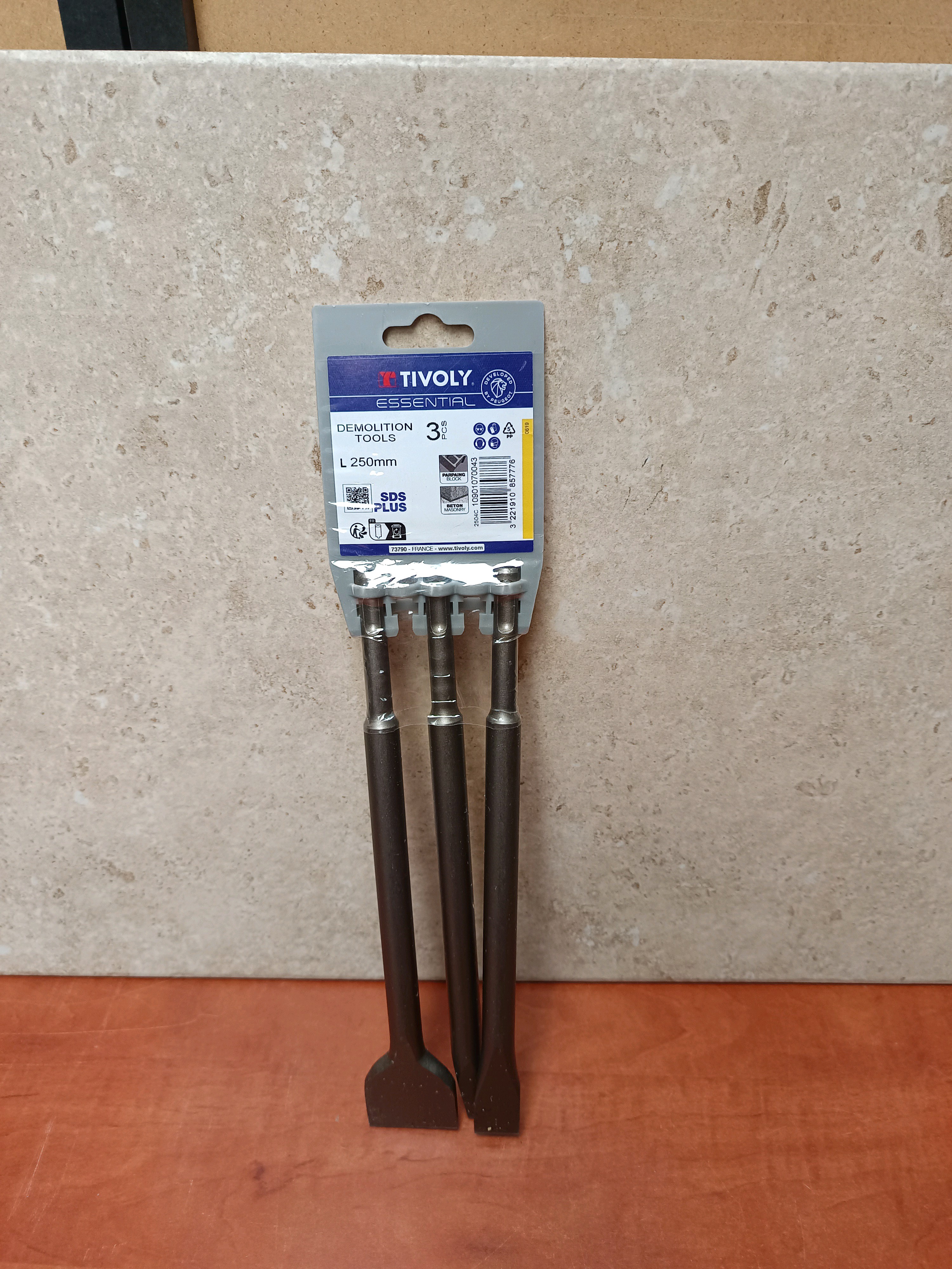 Tivoly set de 3 burins SDS+ 250 mm pack démolition