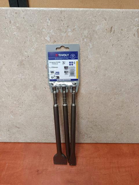 Tivoly set de 3 burins SDS+ 250 mm pack démolition