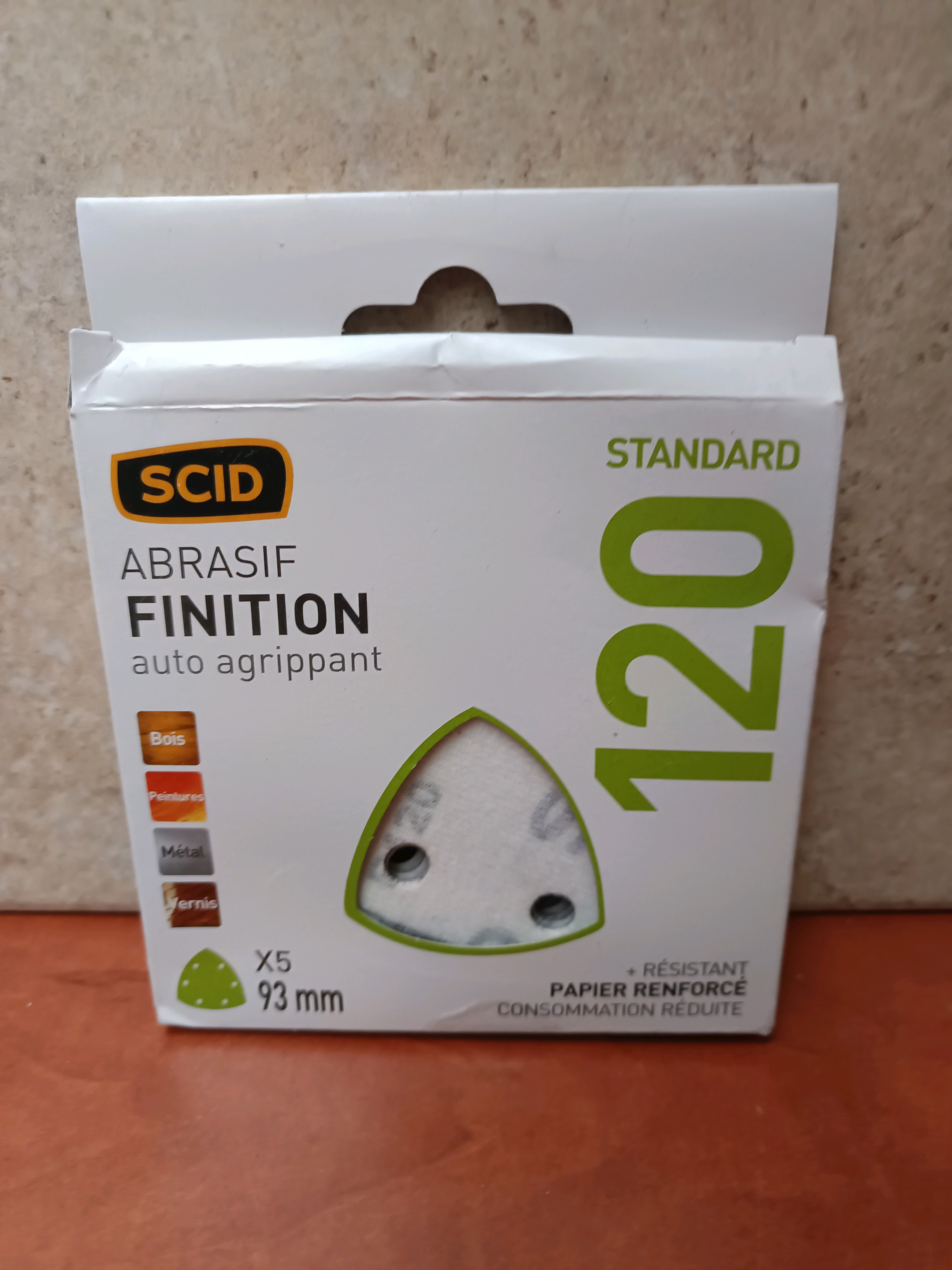 SCID Abrasif finition auto-agrippant 120 - 93 mm (x5)