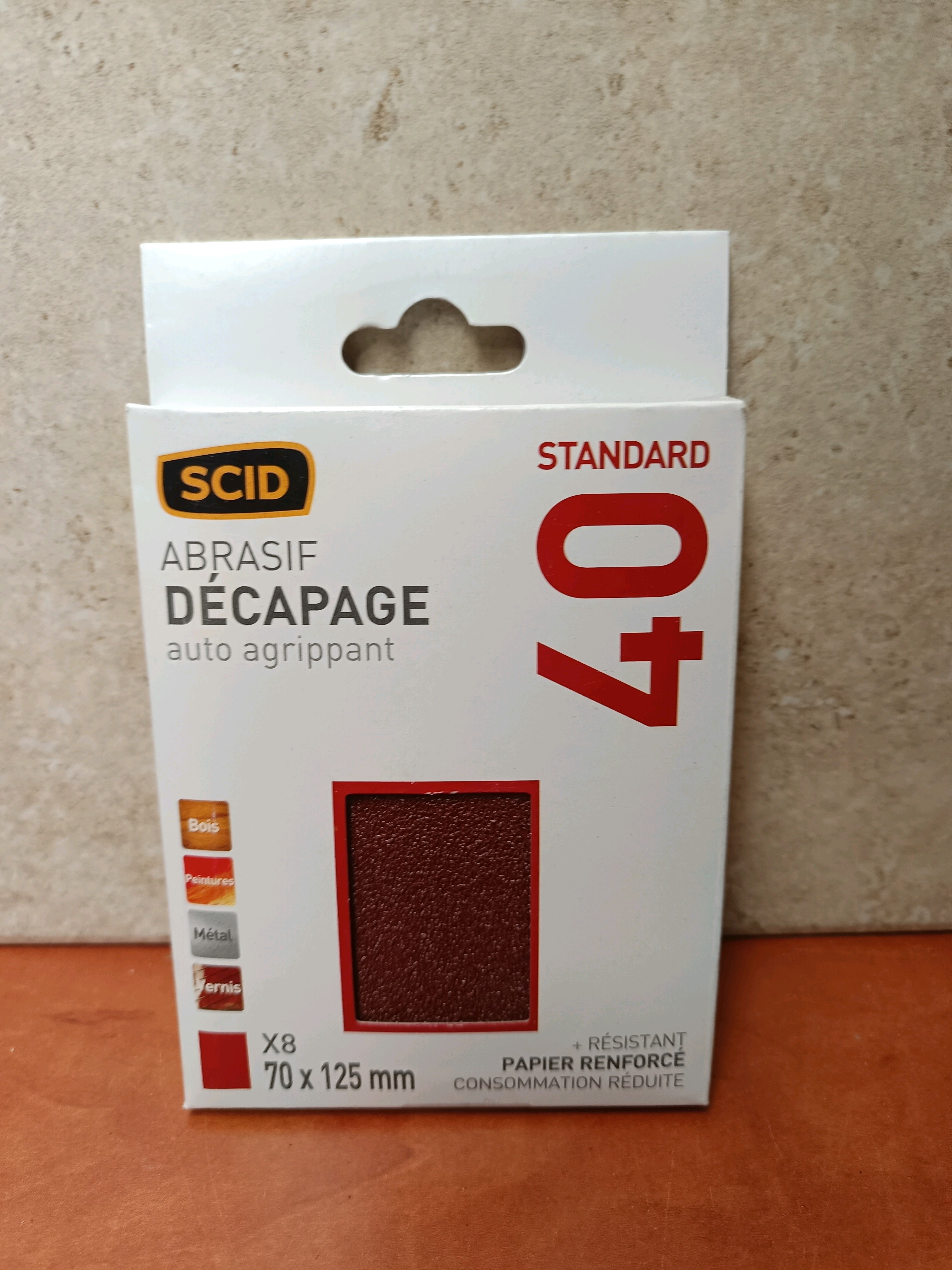 SCID abrasif décapage auto-agrippant Standard grain 40 (x8, 70 x 125 mm)