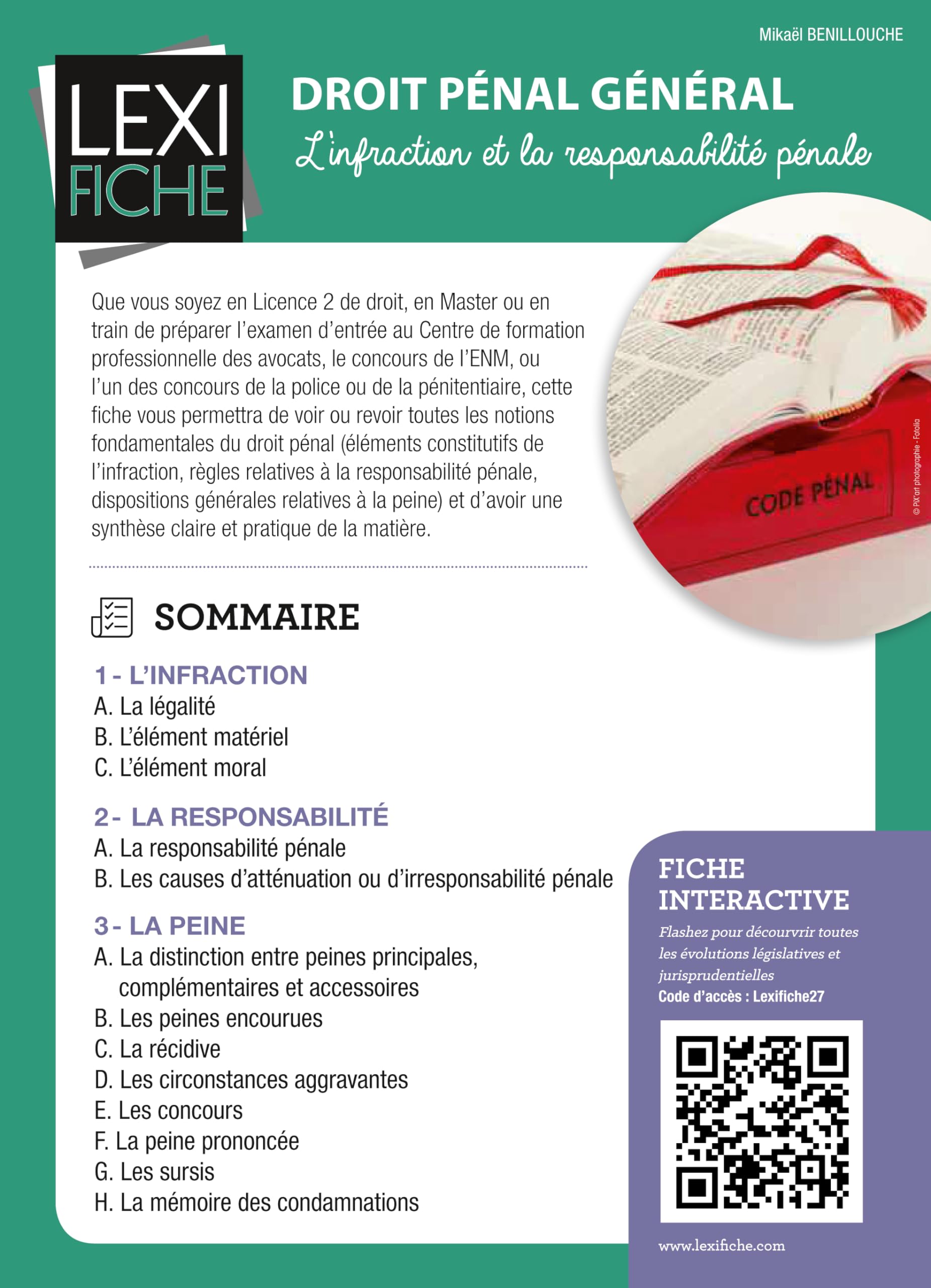 Droit Pénal Général - L'infraction Et La Responsabilité Pénale