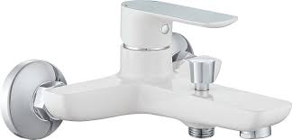 Mitigeur bain-douche mural avec inverseur, blanc/chrome