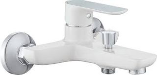 Mitigeur bain-douche mural avec inverseur, blanc/chrome
