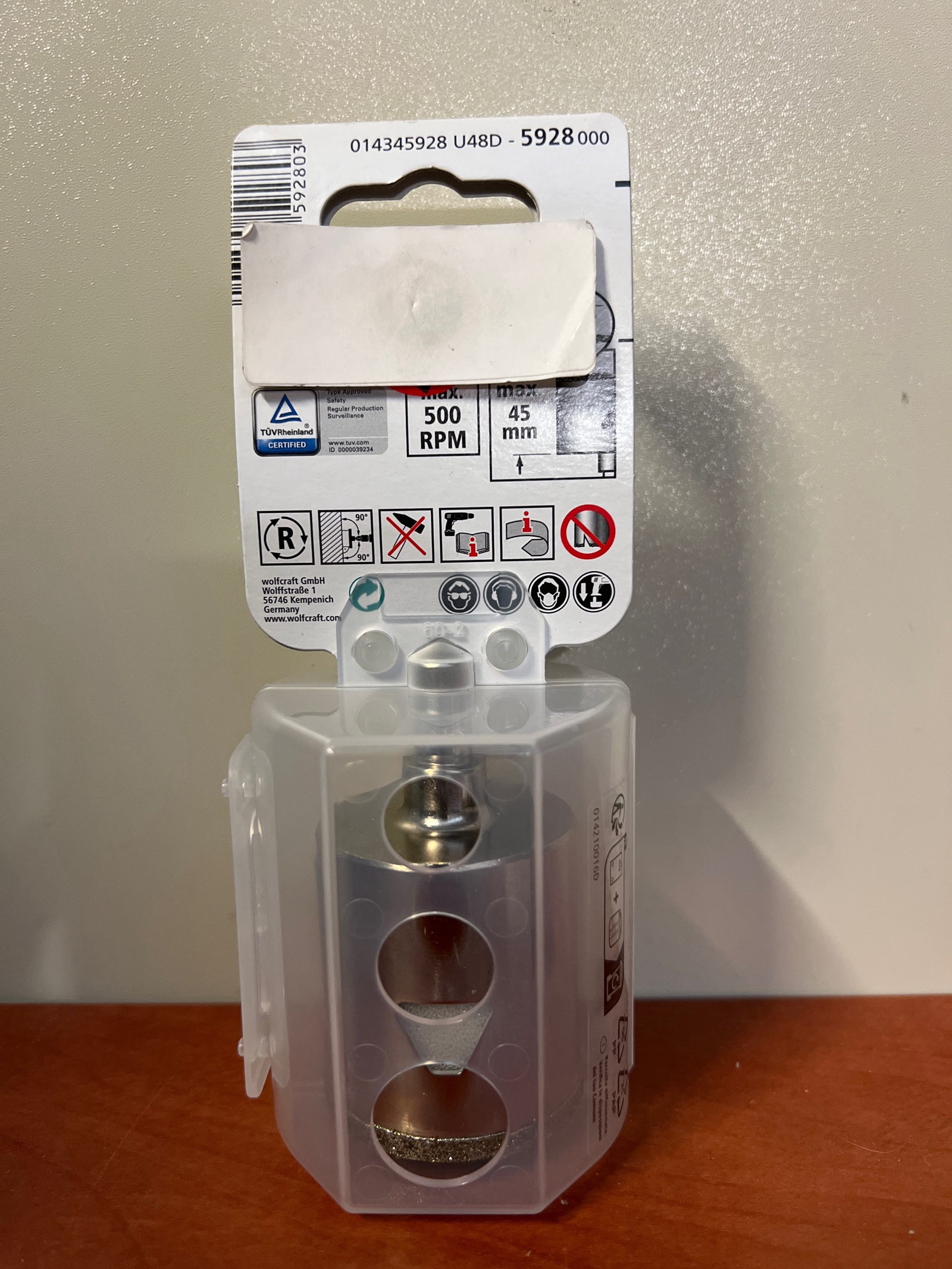 Trépan diamant carrelage WOLFCRAFT diamètre 45mm