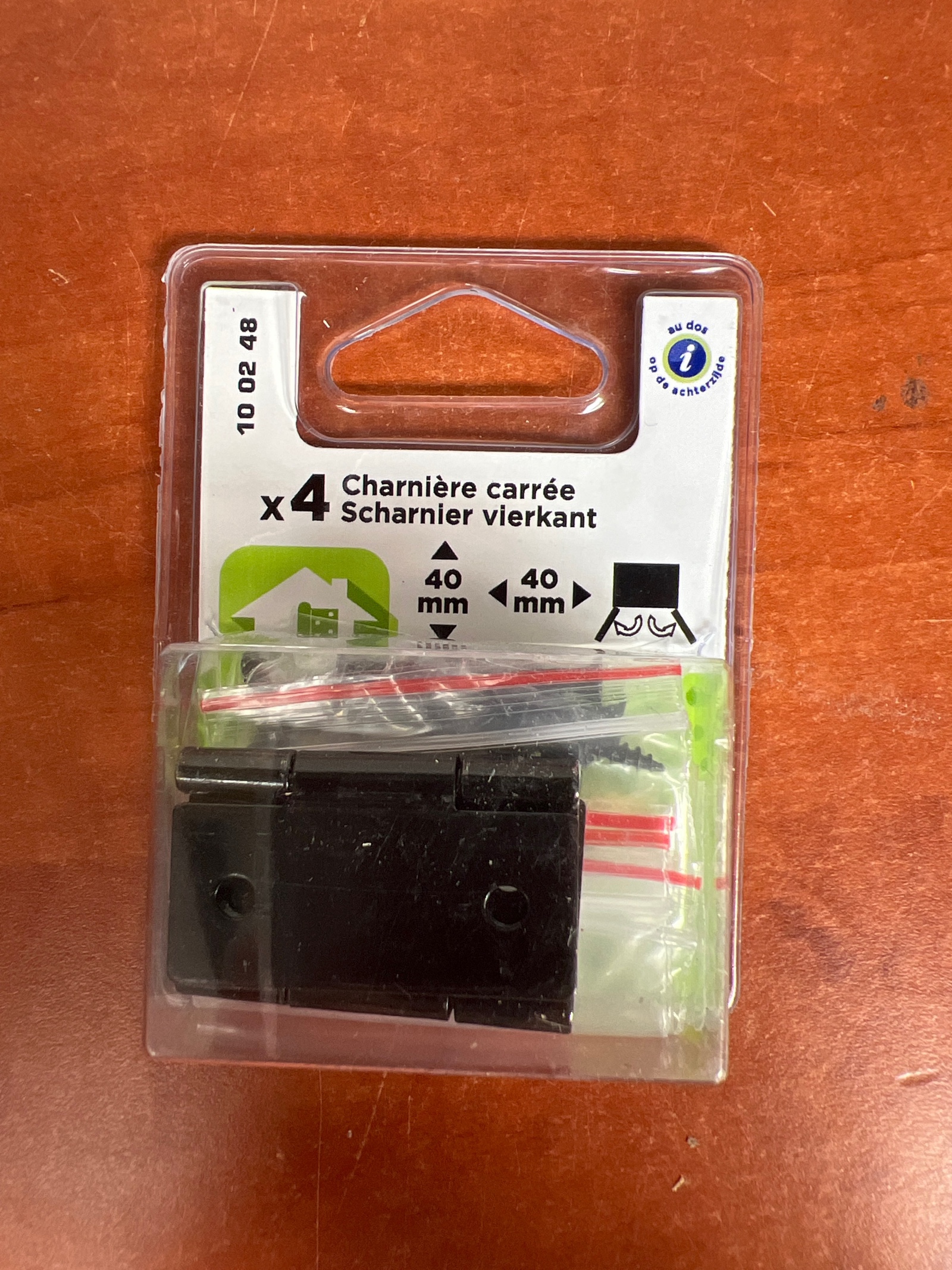 Charnières carrées 40 x 40 mm (x4) - noir