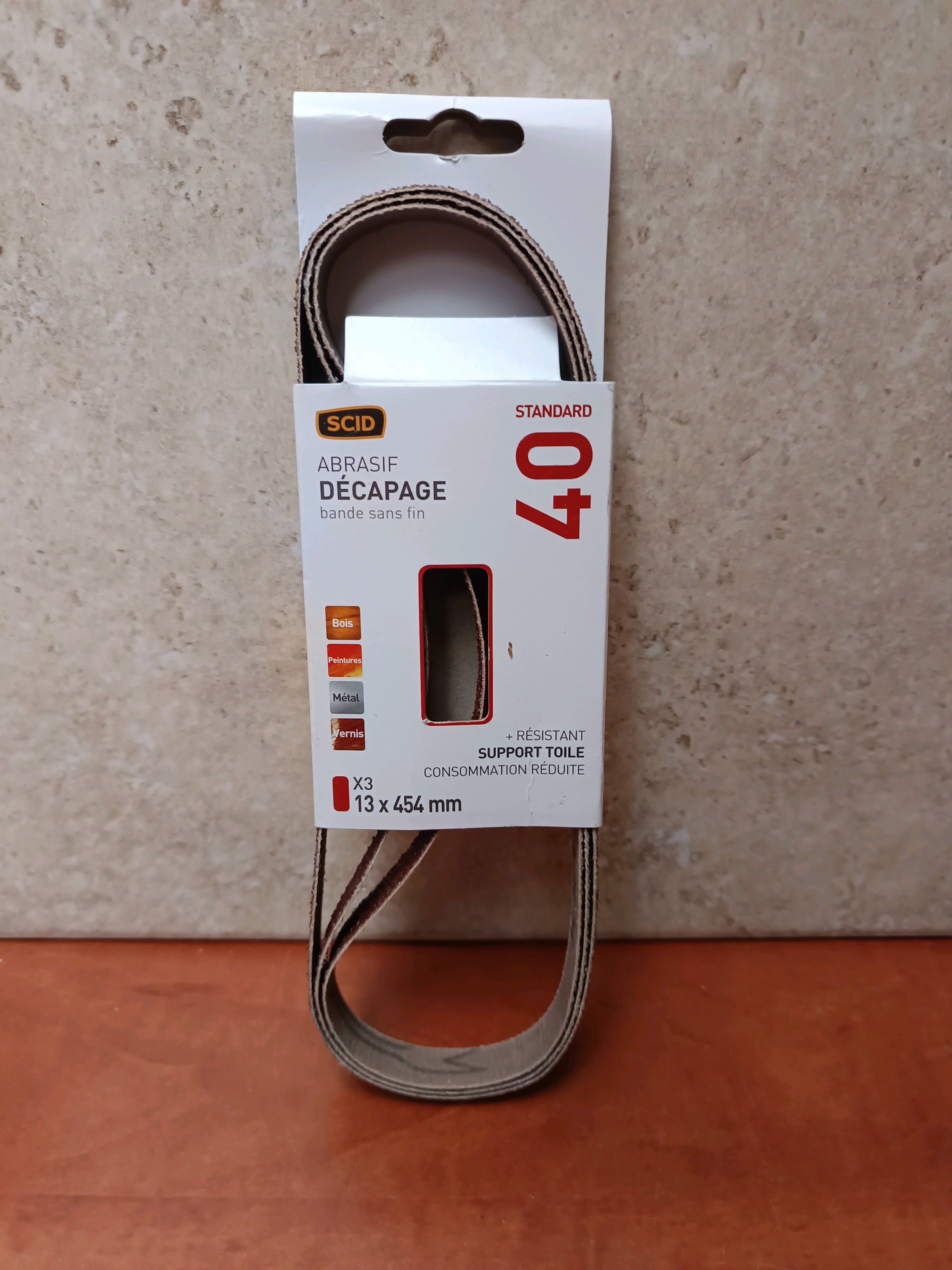 SCID abrasif décapage bande sans fin grain 40, 13 x 454 mm (x3)