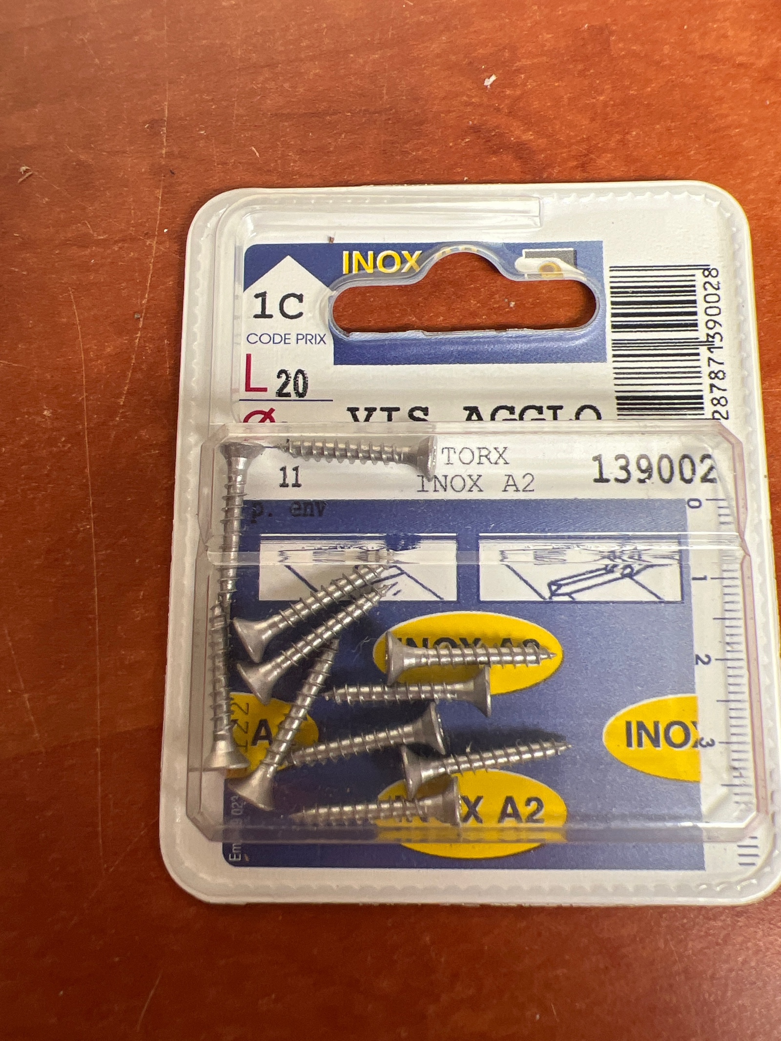 Vis agglo Torx inox A2 20 mm