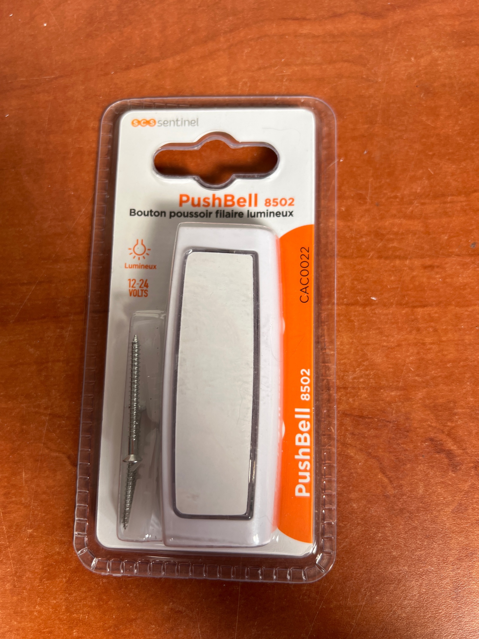 Sentinel PushBell 8502 bouton poussoir de sonnette filaire lumineux 12-24V