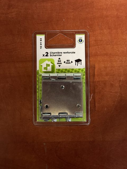 Lot de 2 charnières renforcées 45 x 40 mm