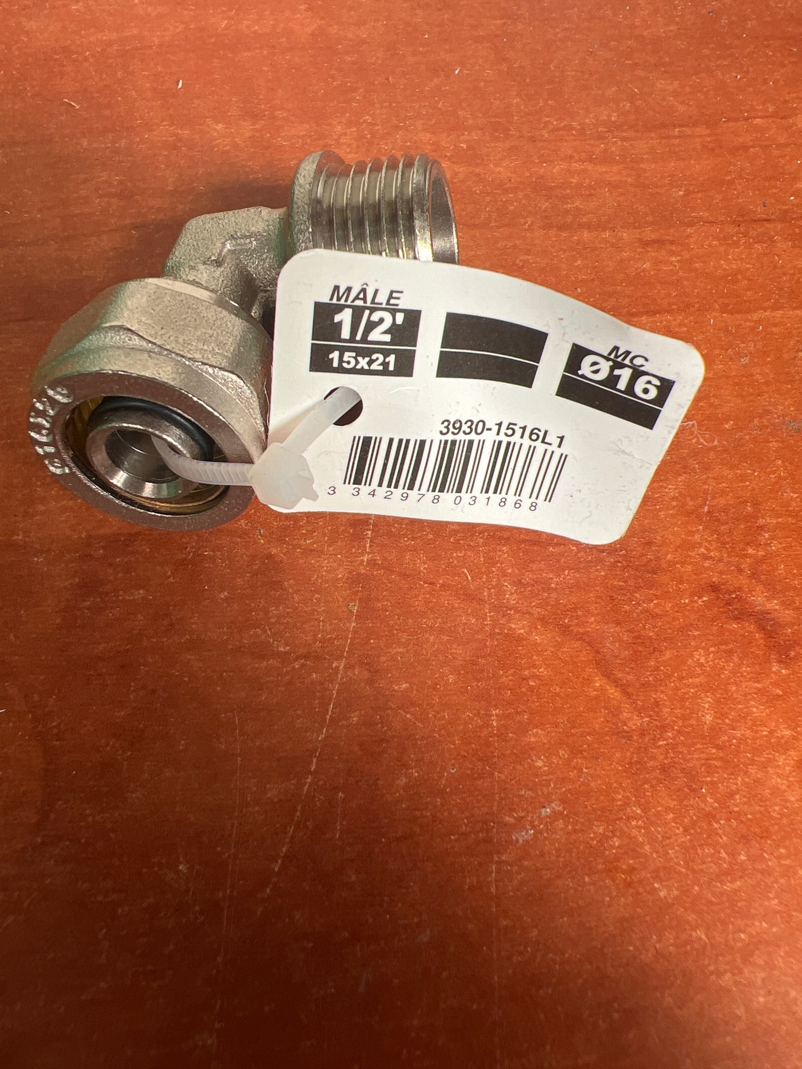Raccord coudé mâle 1/2 15x21