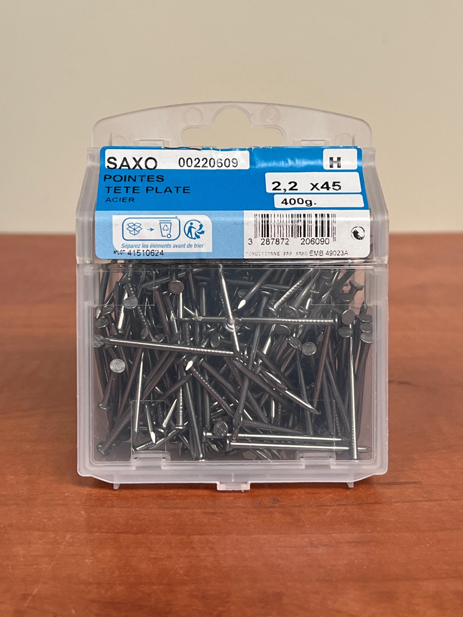 SAXO Pointes tête plate acier 2,2 x 45 (400 g)