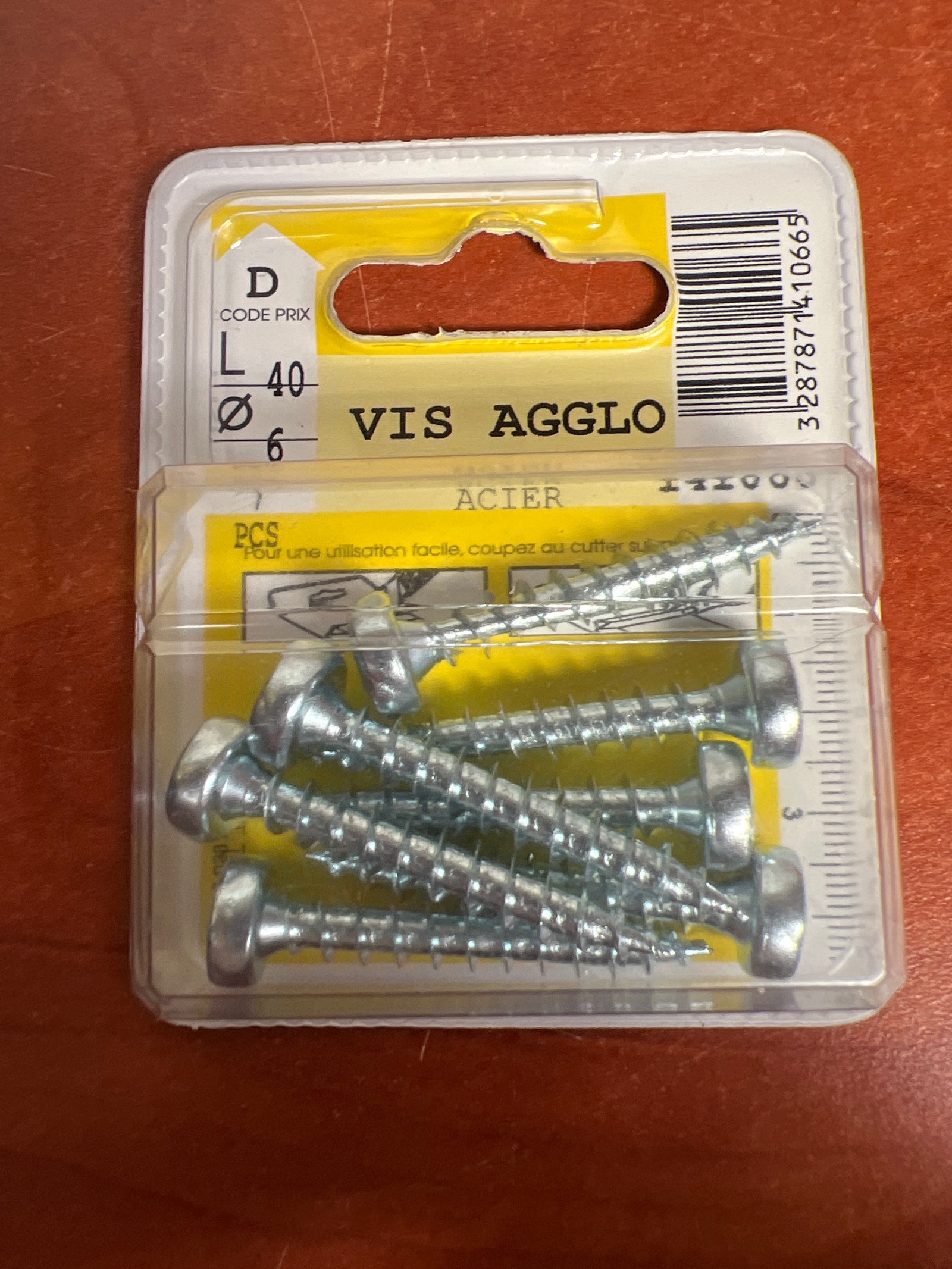 Vis agglo acier Ø6 x 40 mm