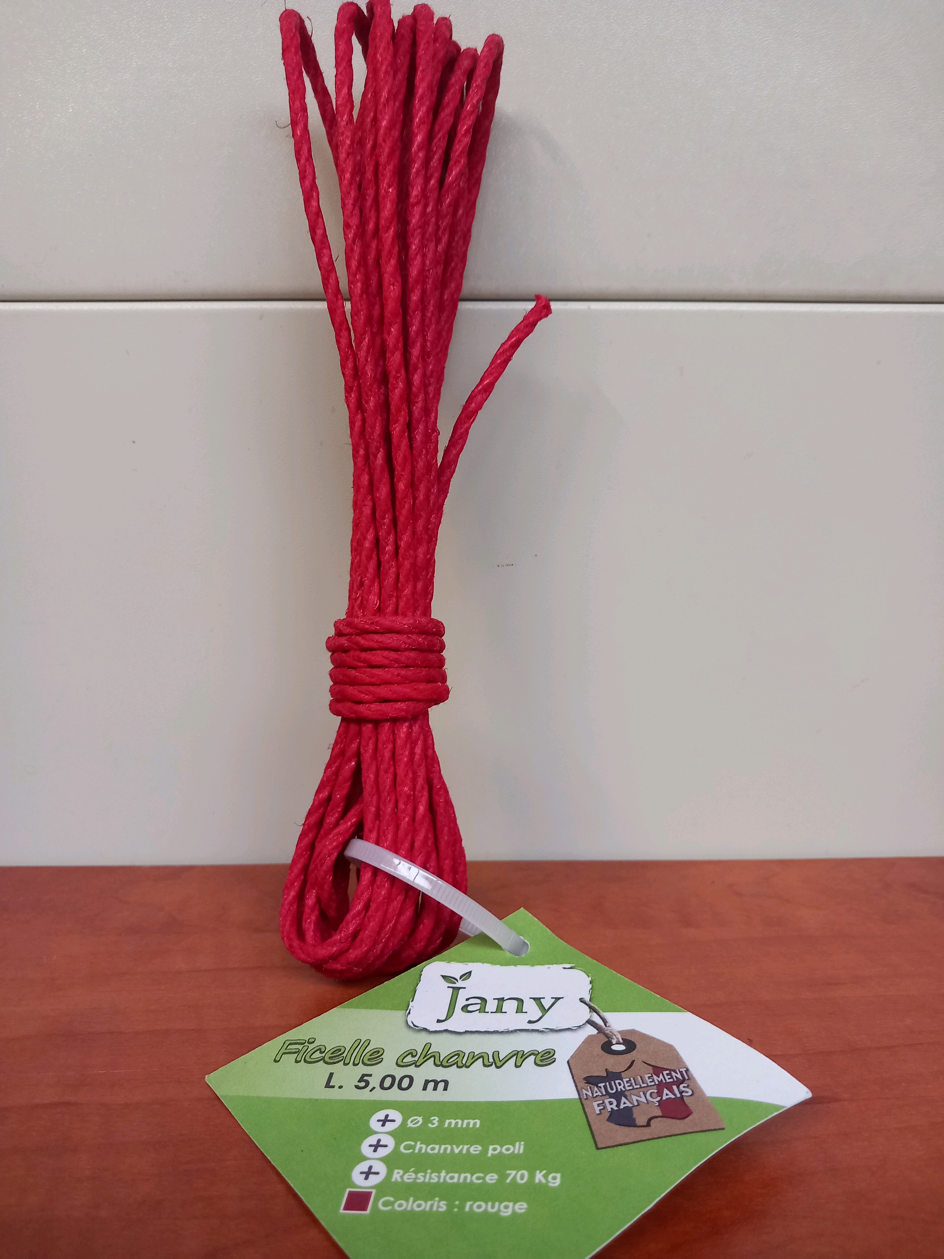 Jany Ficelle chanvre 5 m rouge