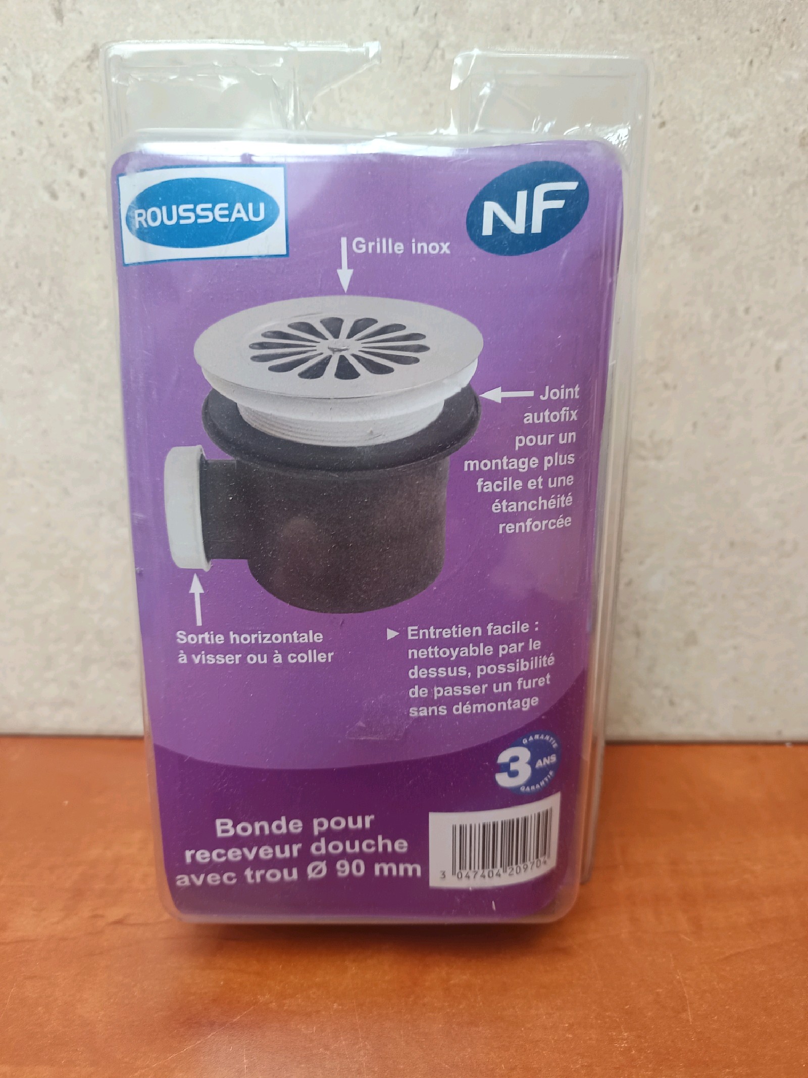 Rousseau Bonde pour receveur de douche Ø 90 mm - grille inox