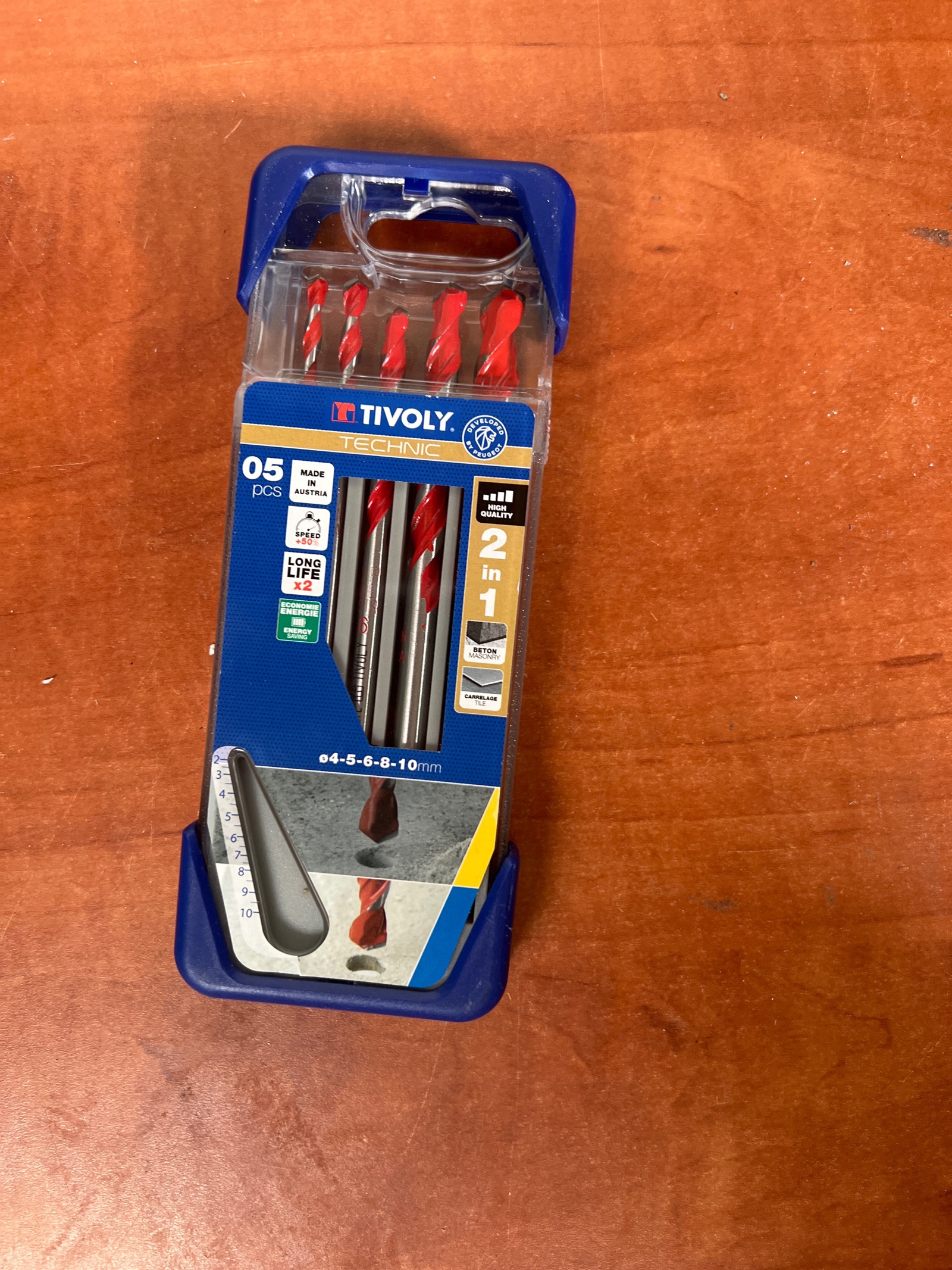 TIVOLY Technic coffret de forets 2 in 1, 5 pièces (Ø4/5/6/8/10 mm)