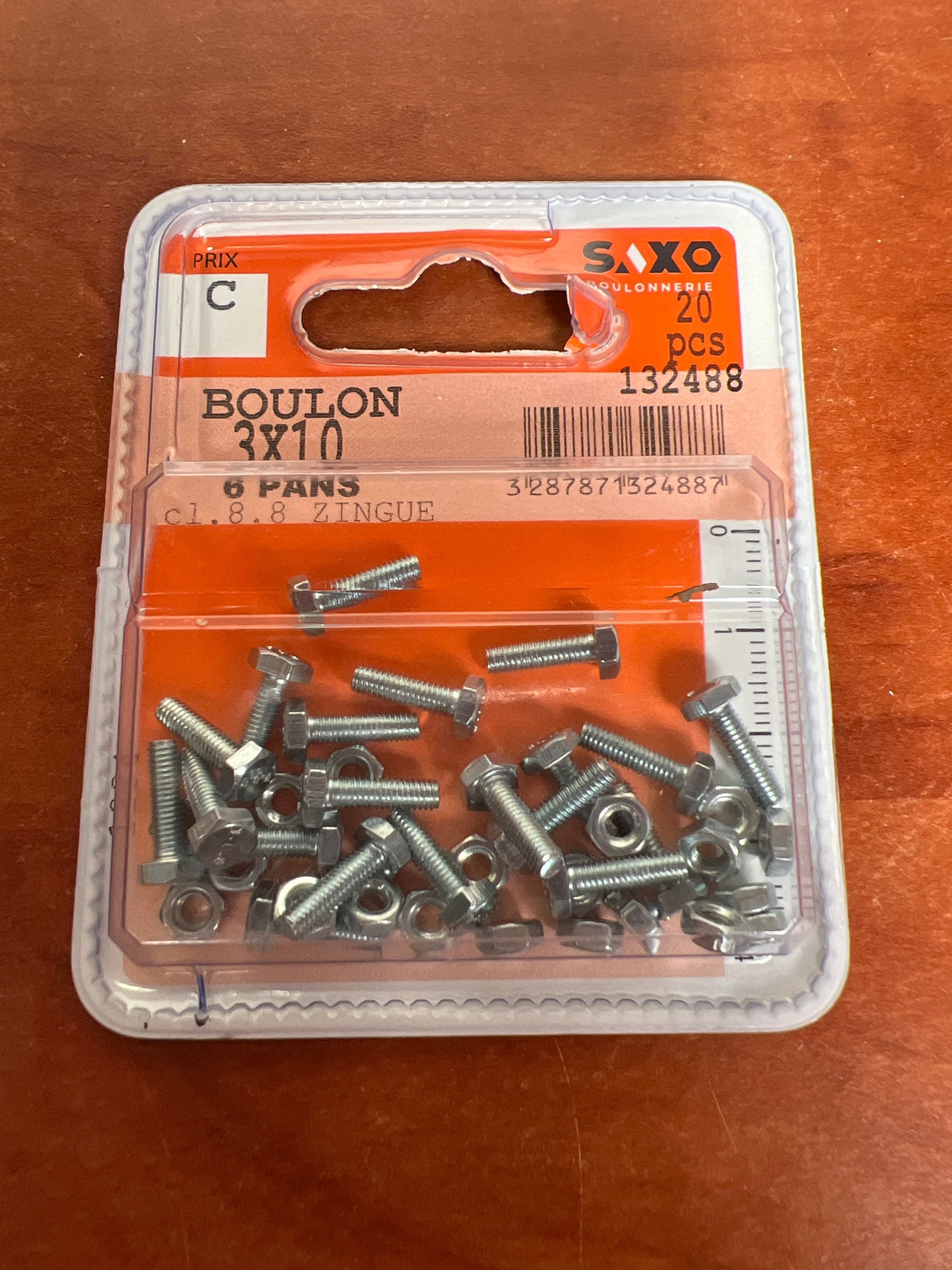 SAXO Boulons 3x10 6 pans classe 8.8 zingués (20 pcs)