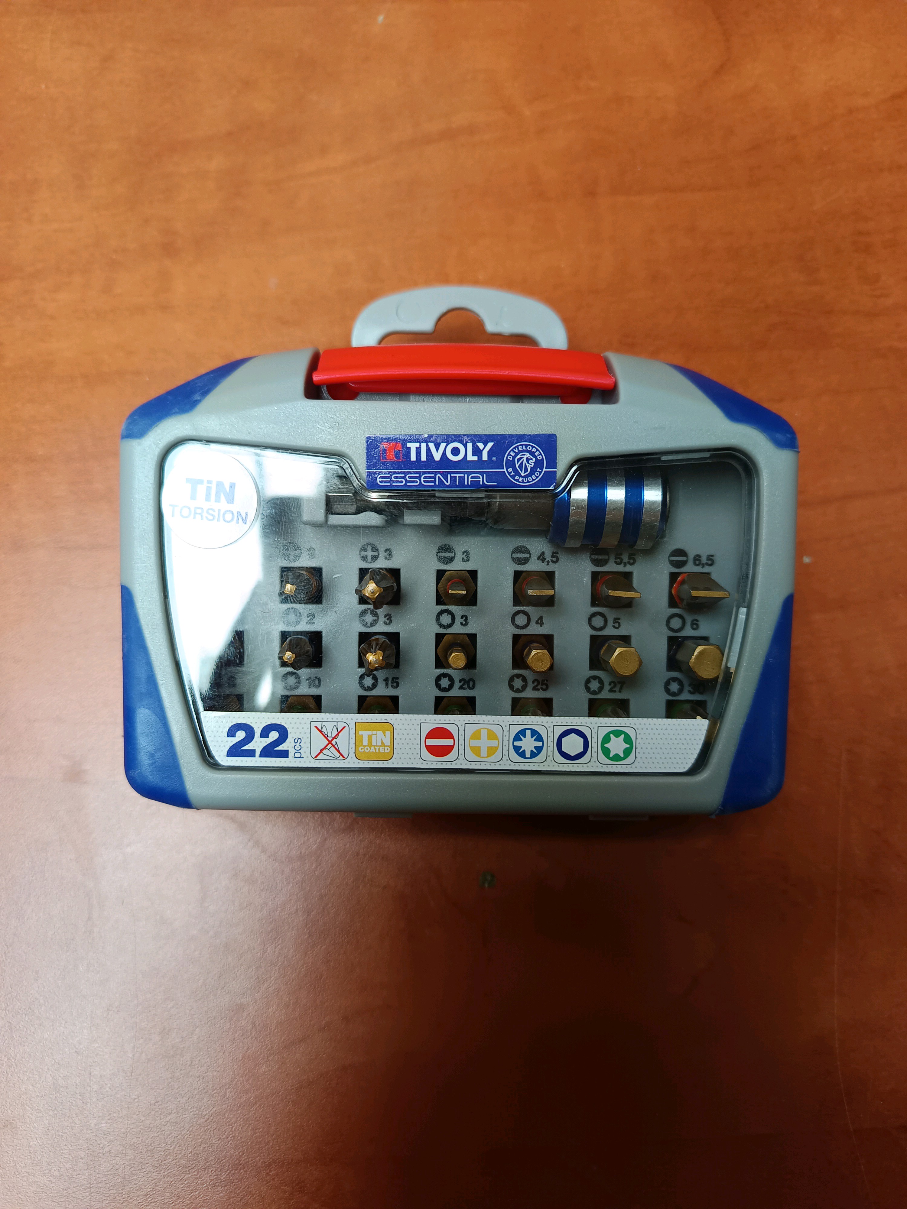 TIVOLY Essential – Coffret d’embouts de vissage TiN Torsion, 22 pièces