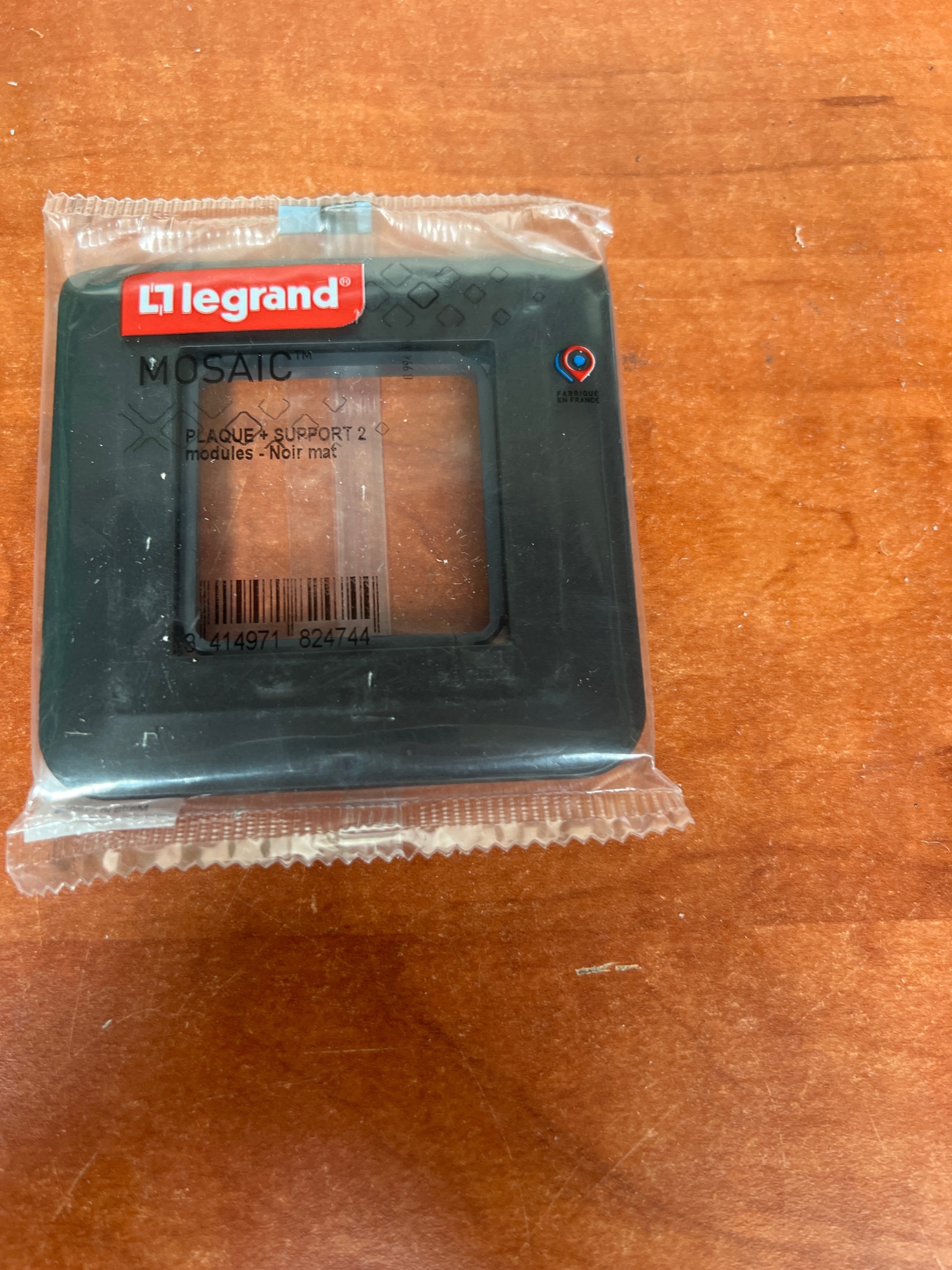 Legrand Mosaic plaque-support 2 modules - noir mat