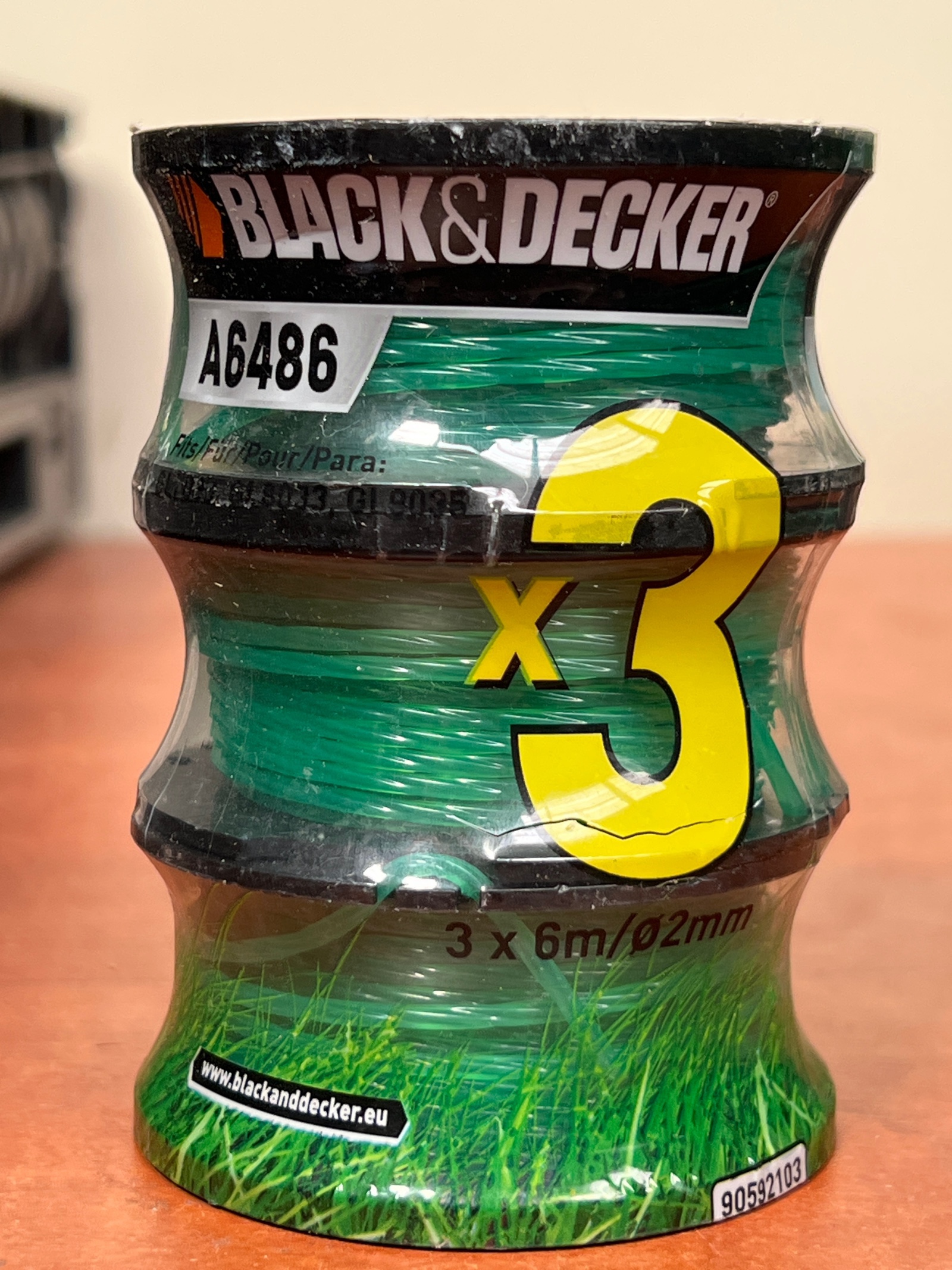 Black & Decker A6486 – fil pour coupe-bordures x3 (3 x 6 m, Ø 2 mm)