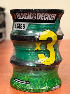 Black & Decker A6486 – fil pour coupe-bordures x3 (3 x 6 m, Ø 2 mm)