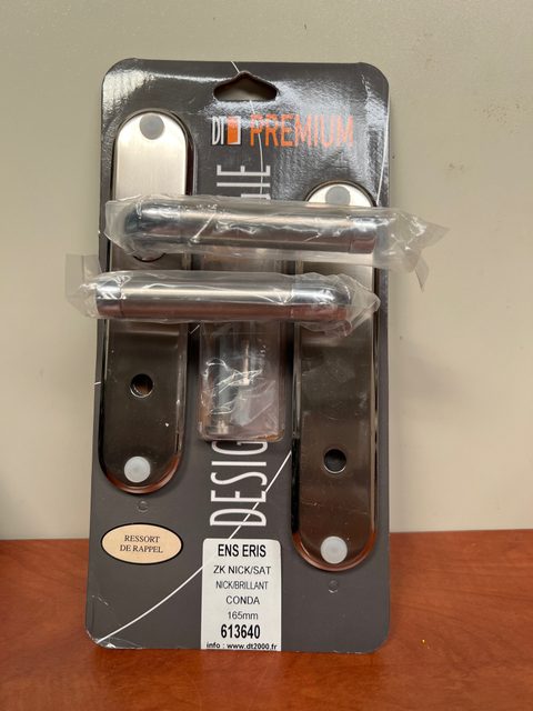 Ensemble de porte Premium Éris à condamnation nickel satiné 165 mm