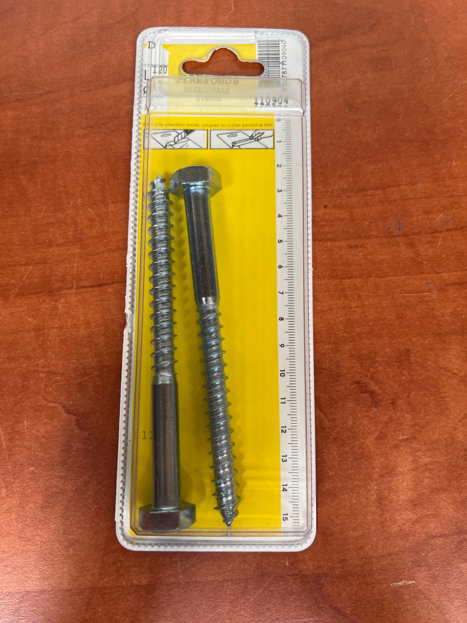 Blister de vis tire-fond hexagonales pour bois