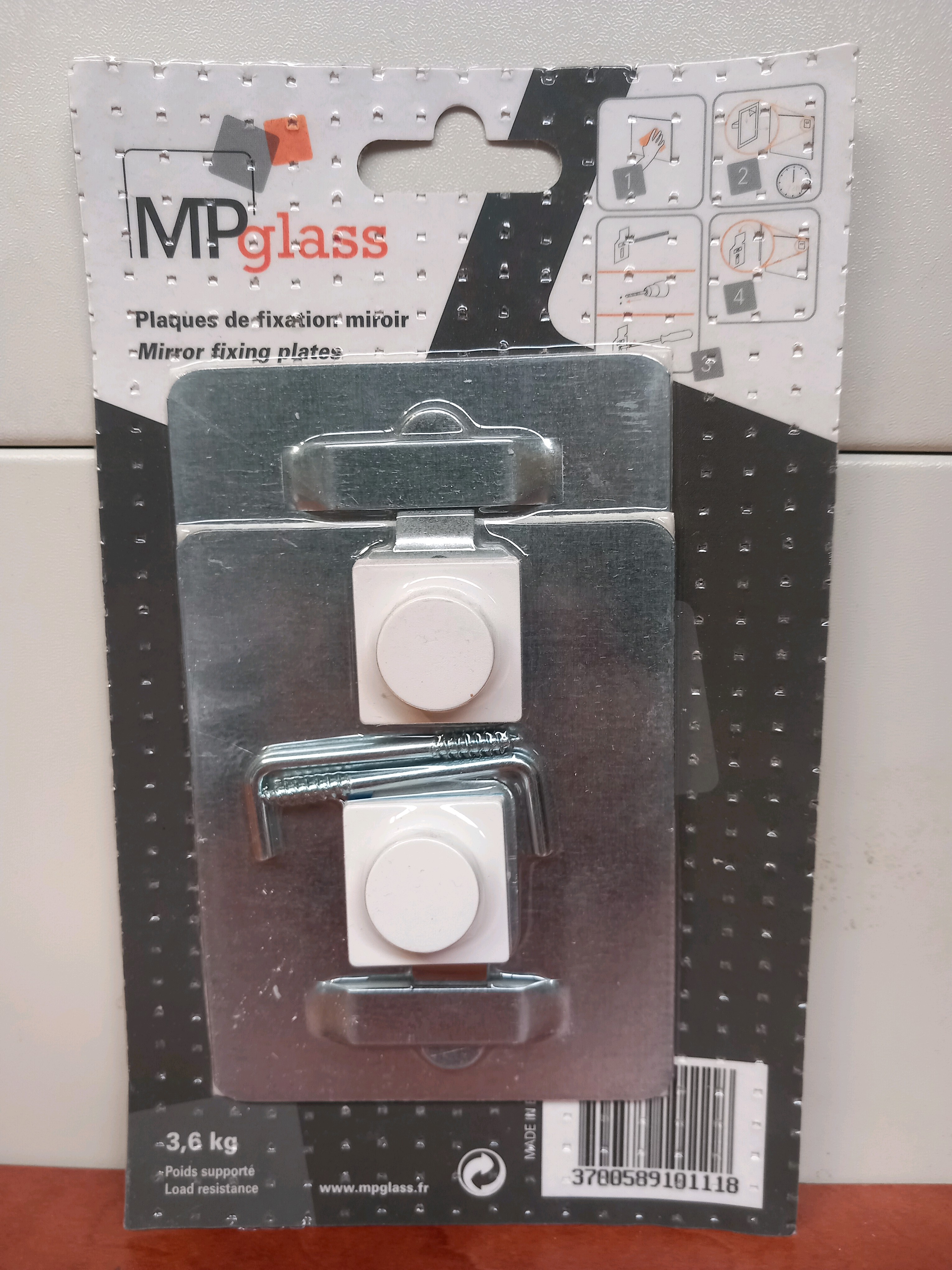 MPglass Plaques de fixation miroir