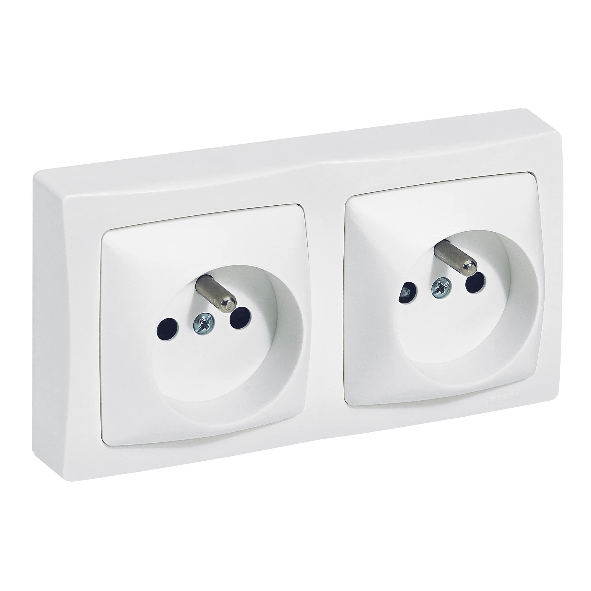 Double prise 2P+T avec boîtier - blanc LEGRAND