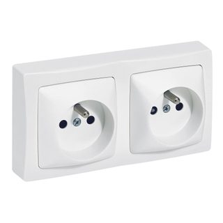 Double prise 2P+T avec boîtier - blanc LEGRAND