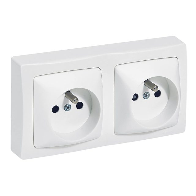Double prise 2P+T avec boîtier - blanc LEGRAND