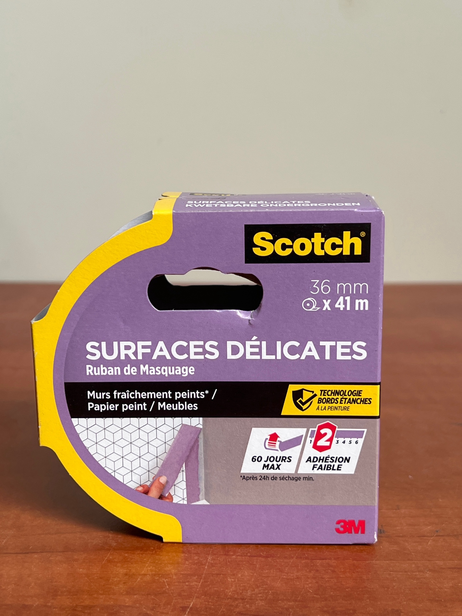 Scotch 3M Ruban de masquage Surfaces délicates 36 mm x 41 m