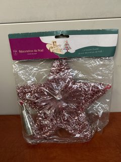 Étoile de sapin de Noël rose pailletée