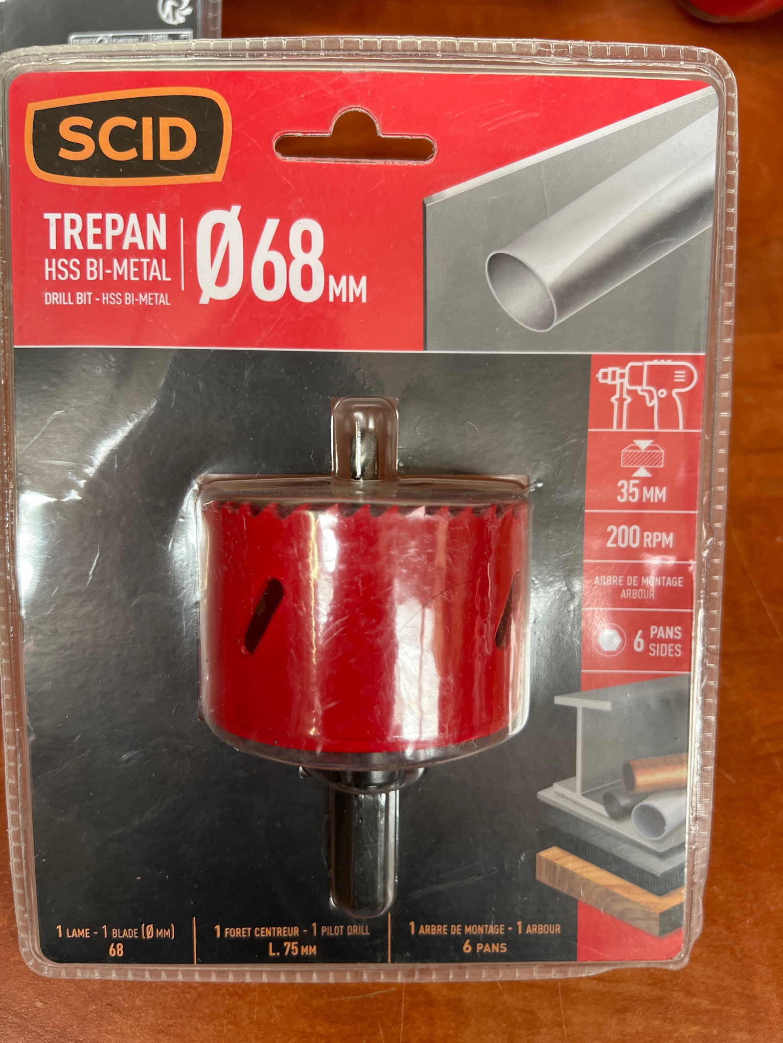 SCID Trépan HSS bi‑métal Ø 68 mm