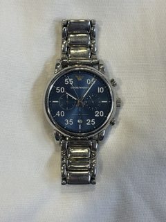 Montre Emporio Armani AR11132 chronographe à bracelet acier, cadran bleu