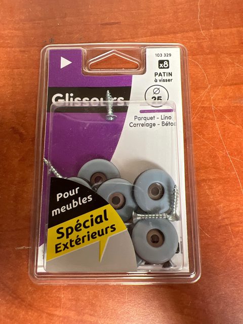 Glisseurs – Patins à visser Ø 20 mm x8 pour meubles – Spécial extérieurs
