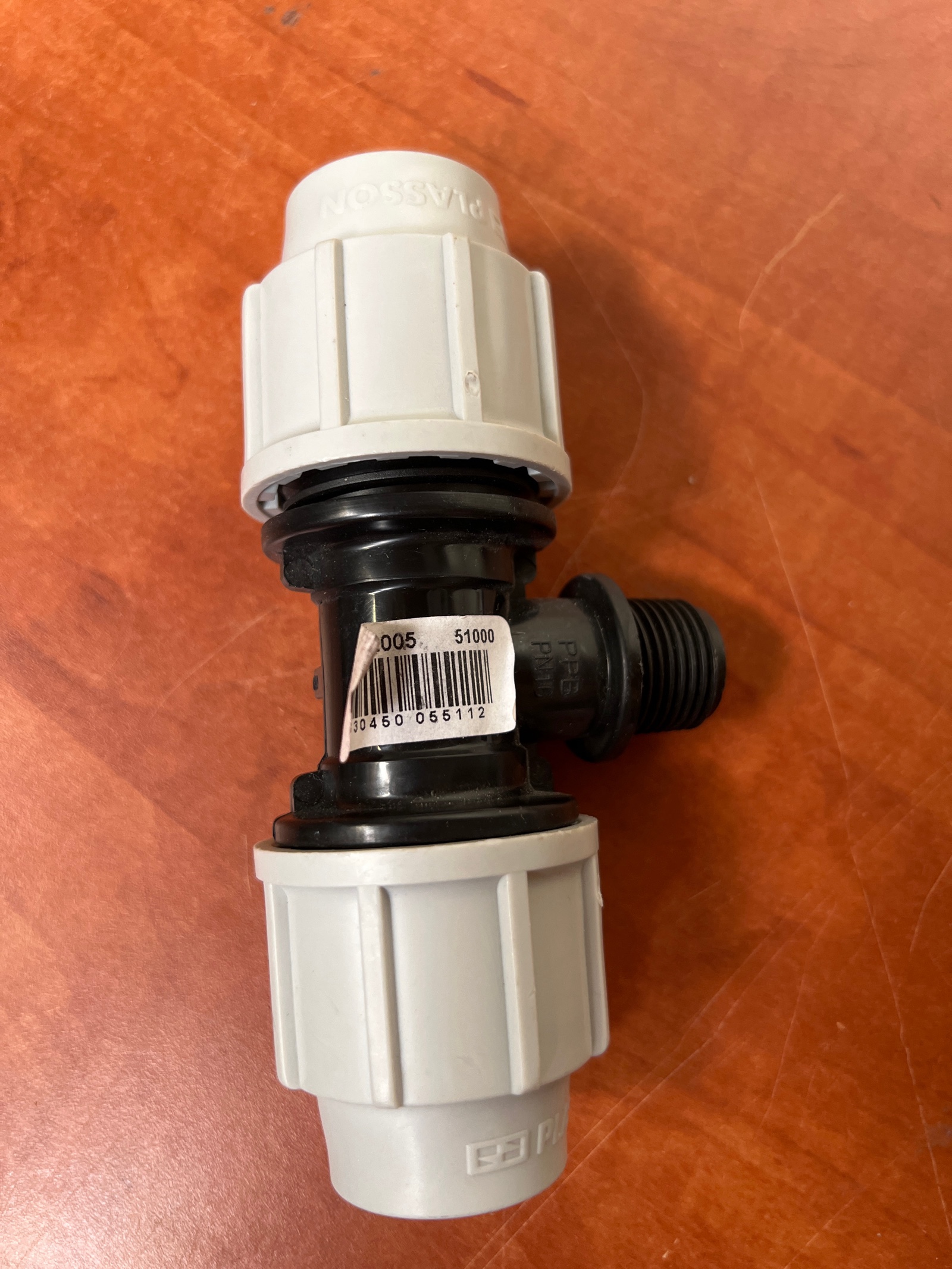 Plasson raccord té compression PE avec sortie mâle filetée